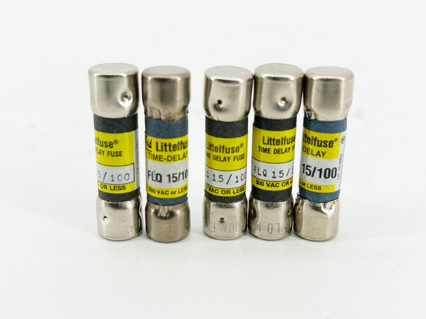 New Lot of 5 Littelfuse FLQ-15/100 Time Delay Fuse .150A 500V - No Box