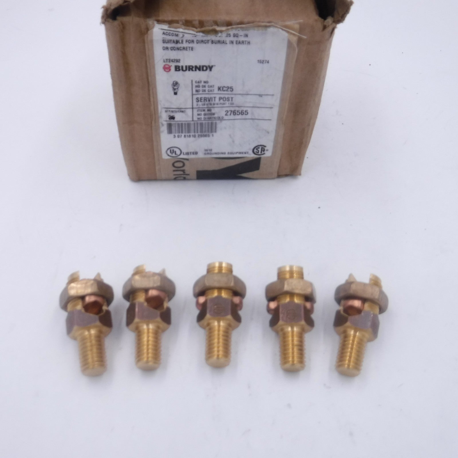5 Pack Burndy KC25 Mechanical Grounding Connectors 1/2" Stud 2-2/0 SLD 2-1/0 STR