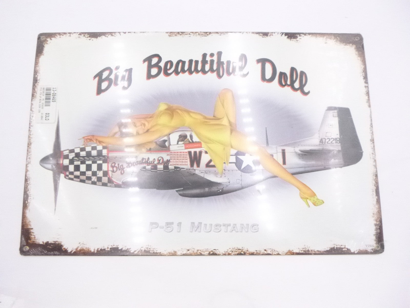 Aircraft Spruce P-51 Pin Up Vintage Style Metal Sign 18" x 12"