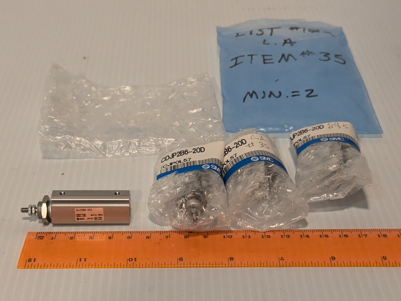 Lot of 4 SMC CDJP2B6-20D, 2G1-79, NSNP Cylinders, Japan