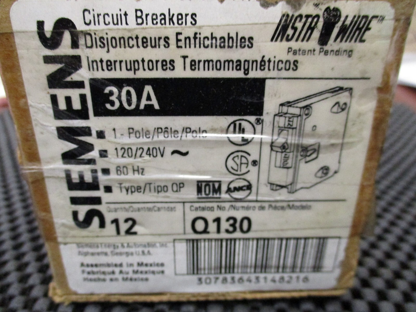 Siemens Insta-Wire Q130, 30A Circuit Breakers (1-Pole, 120/240V, 60Hz, Type OP)