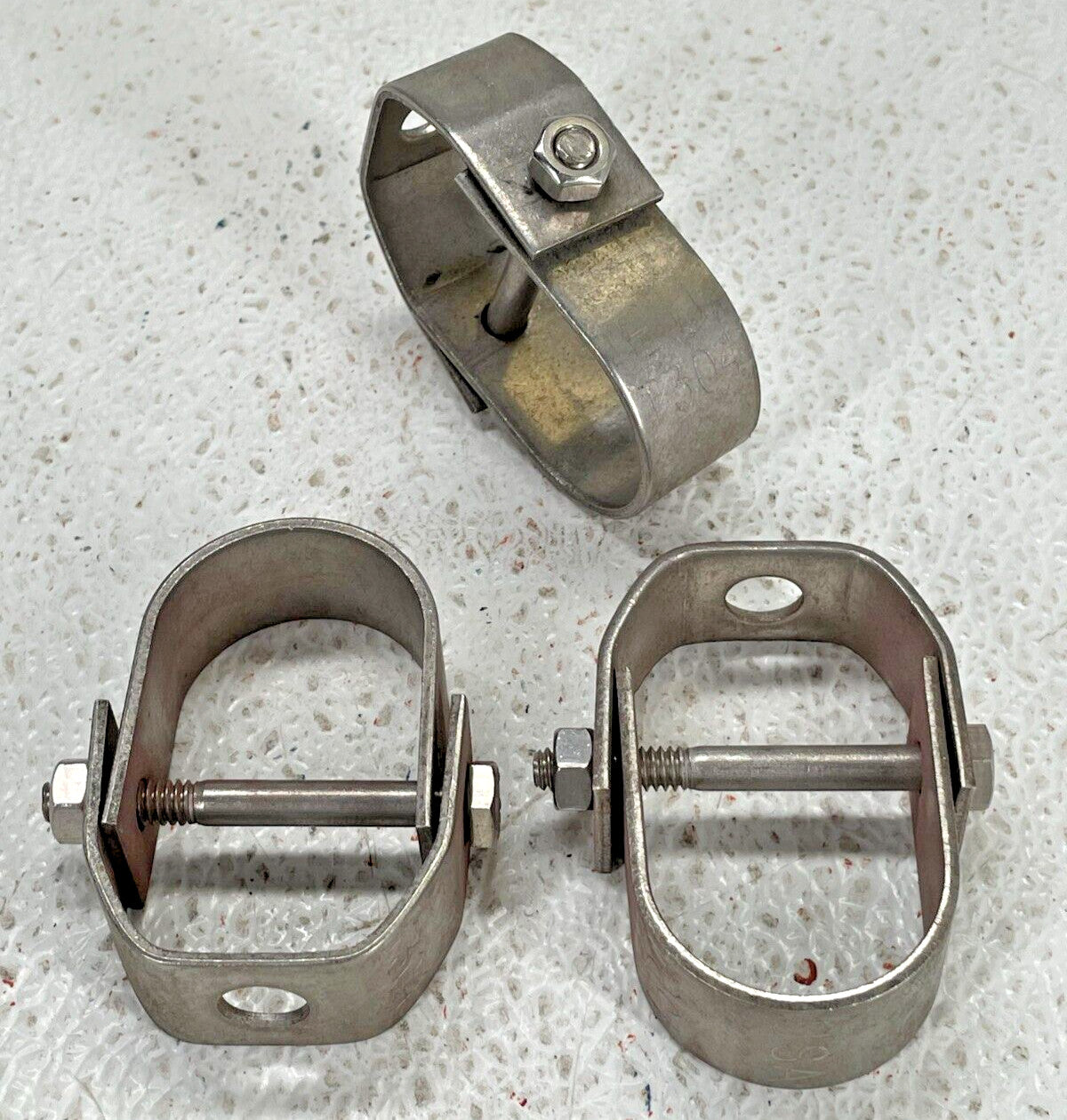 (3) Stainless Steel Clevis Hanger 1" (1.315 OD) Pipe Size, 3/8" (7/16 OD) Hole