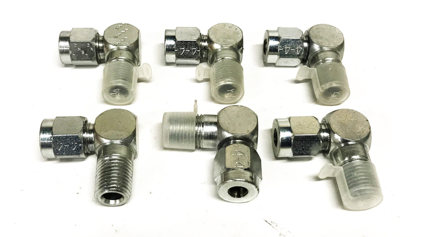 Lenz 1/4 inch Male to 1/4 inch Tube Compression Elbow Fitting [Lot of 6] NOS