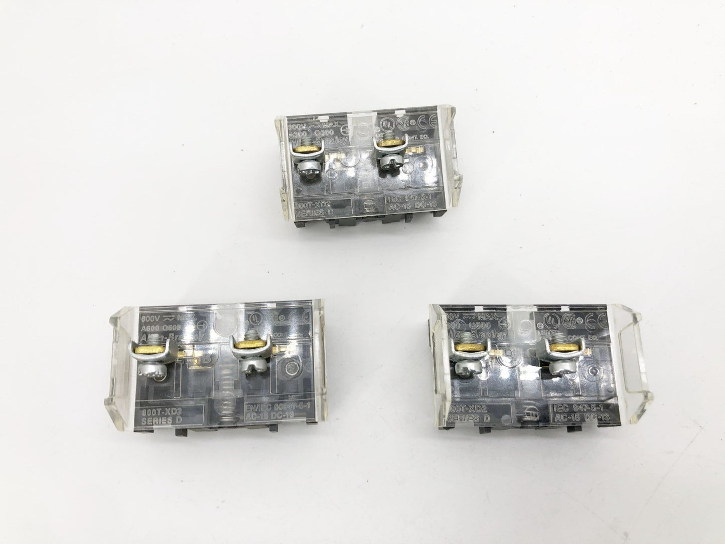 Lot of 3 New Allen Bradley 800T-XD2 Ser. D Contact Blocks 1-NC - No Box