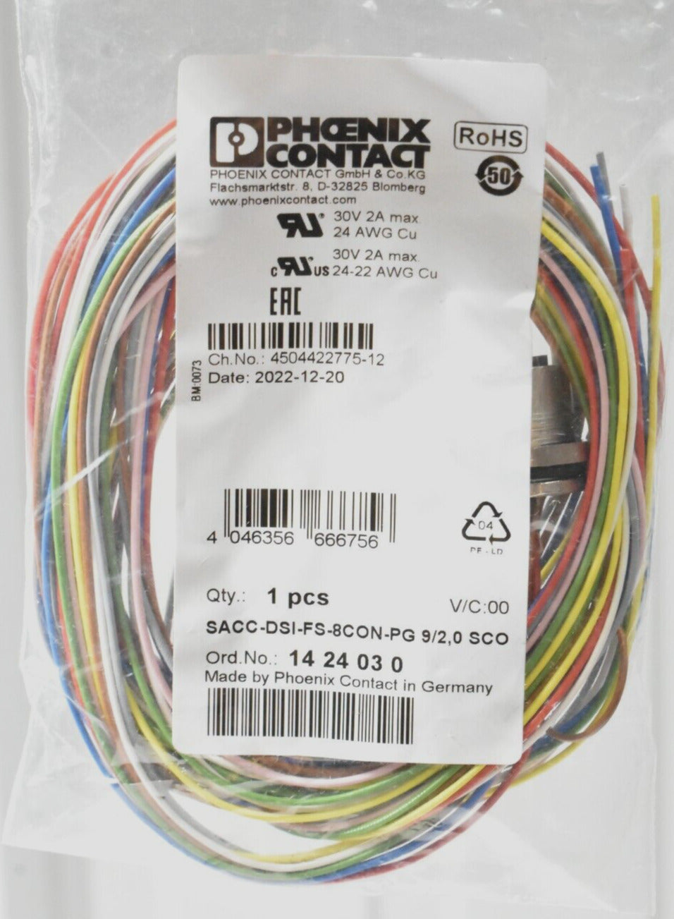 Phoenix Contact SACC-DSI-FS-8CON-PG 9/2,0 SCO Device Connector Rear Mounting