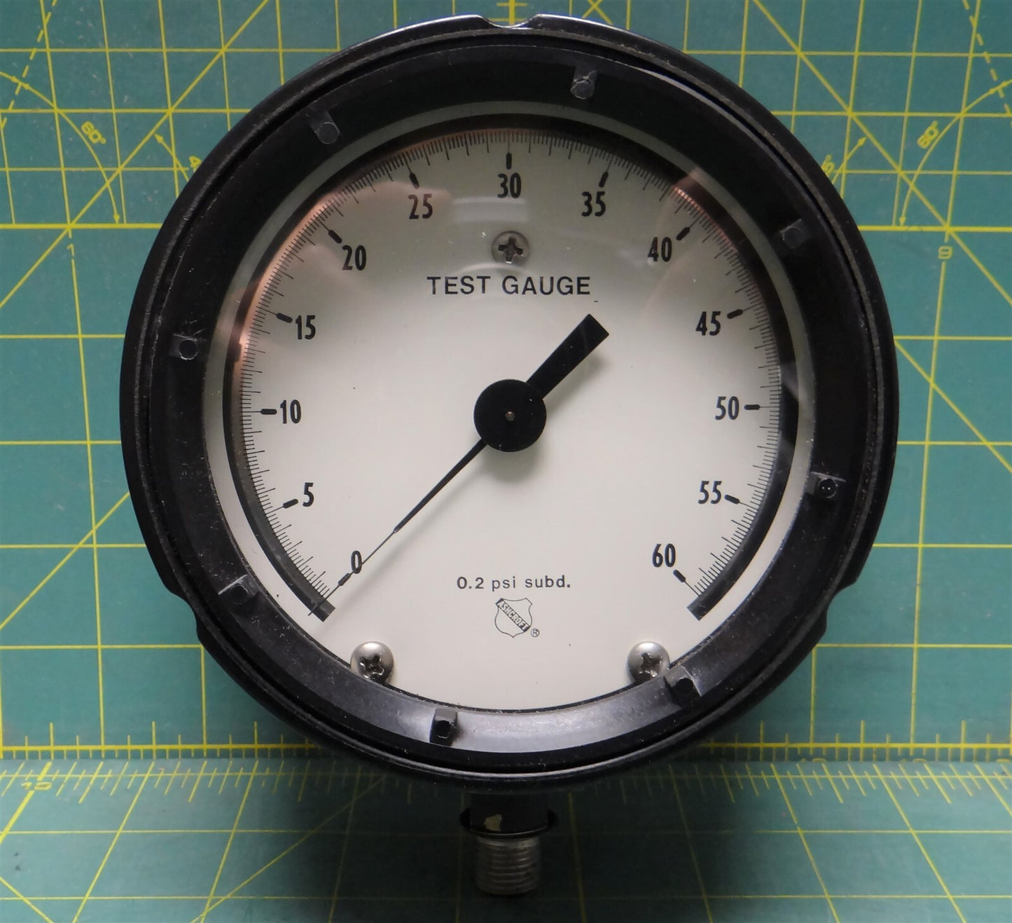 Ashcroft 4-1/2" Test Duragauge 0-60PSI, 1279SS, 9/16"-18 Straight Bottom Conn.