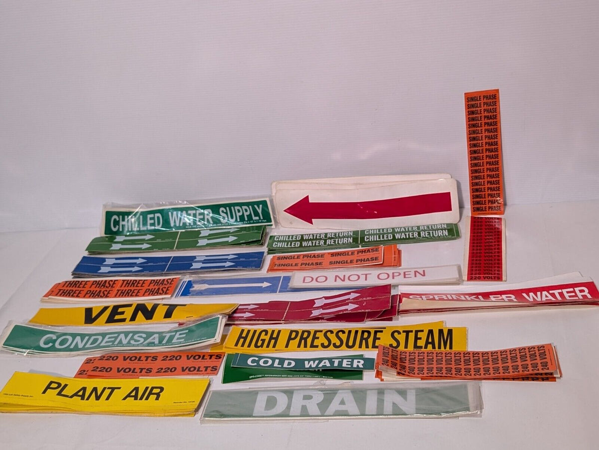Large Lot of Facility Safety Signs, Directional Arrows, Varying Legend ...