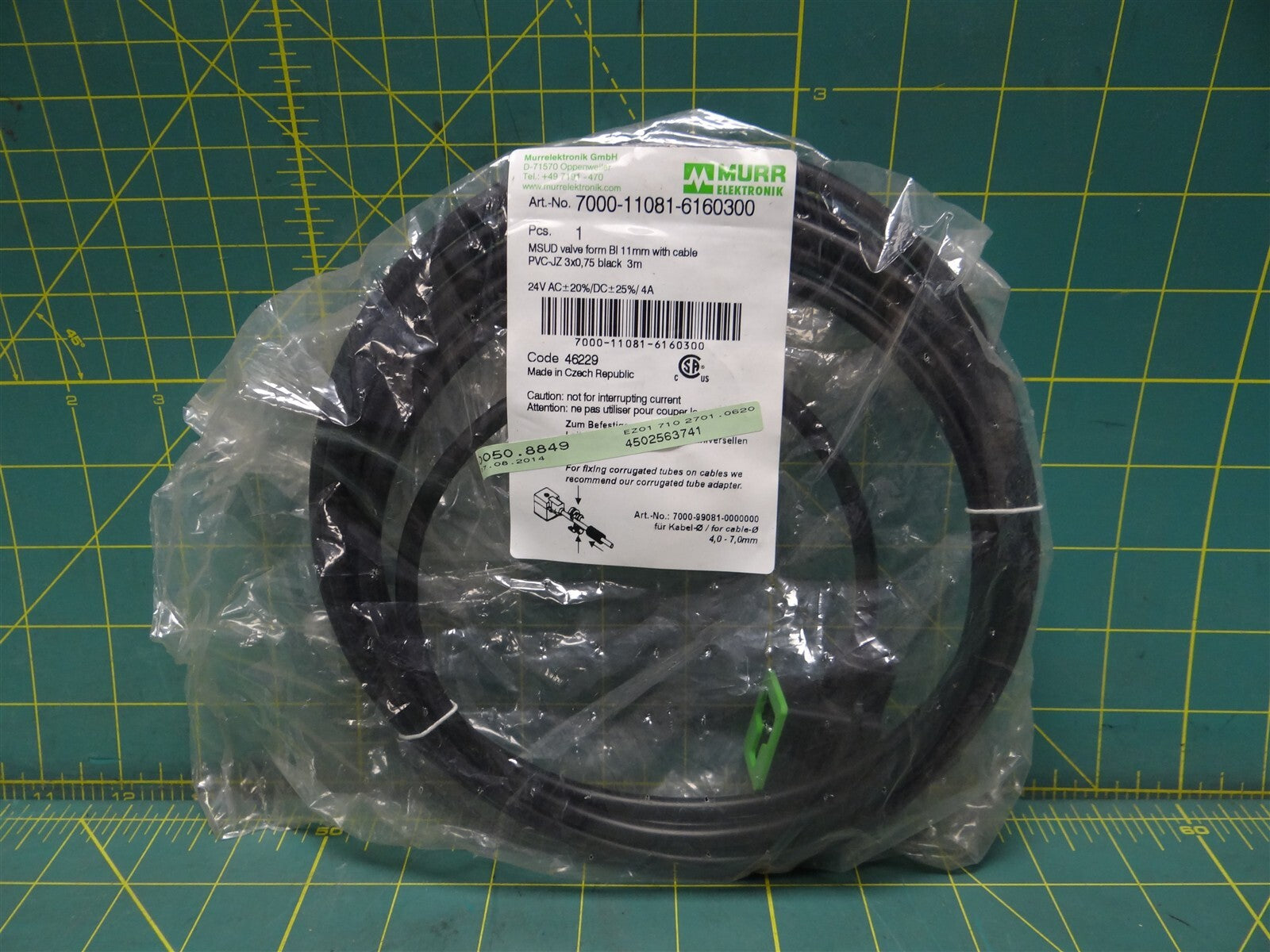 Murr Elektronik Msud Valve Plug Form Bi 11Mm Cordset 7000-11081-6160300 3-Pos