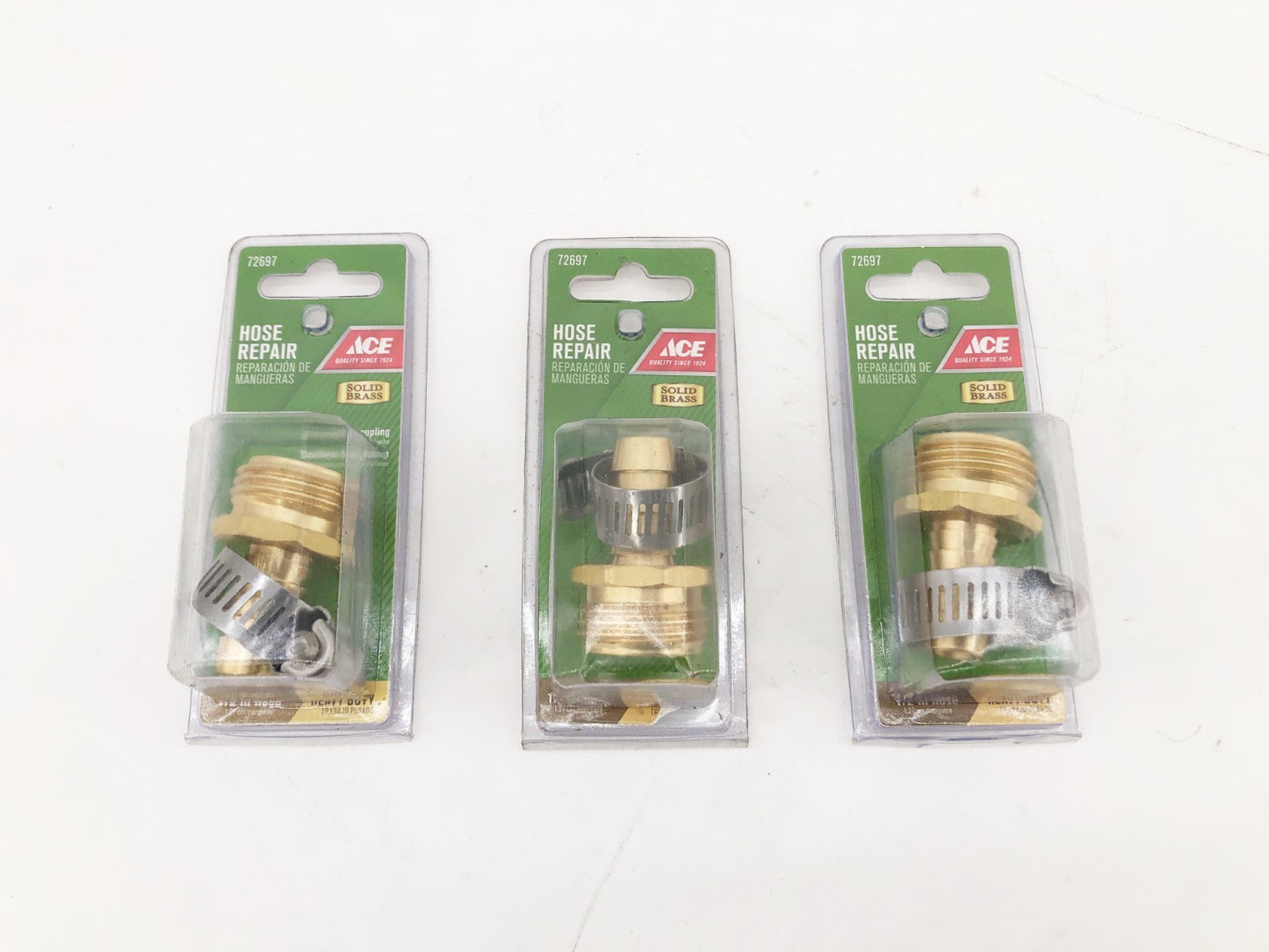 Lot of 3 New Ace 72697 Hose Repair Brass Coupling 1/2" Hose Barb x 3/4" Male