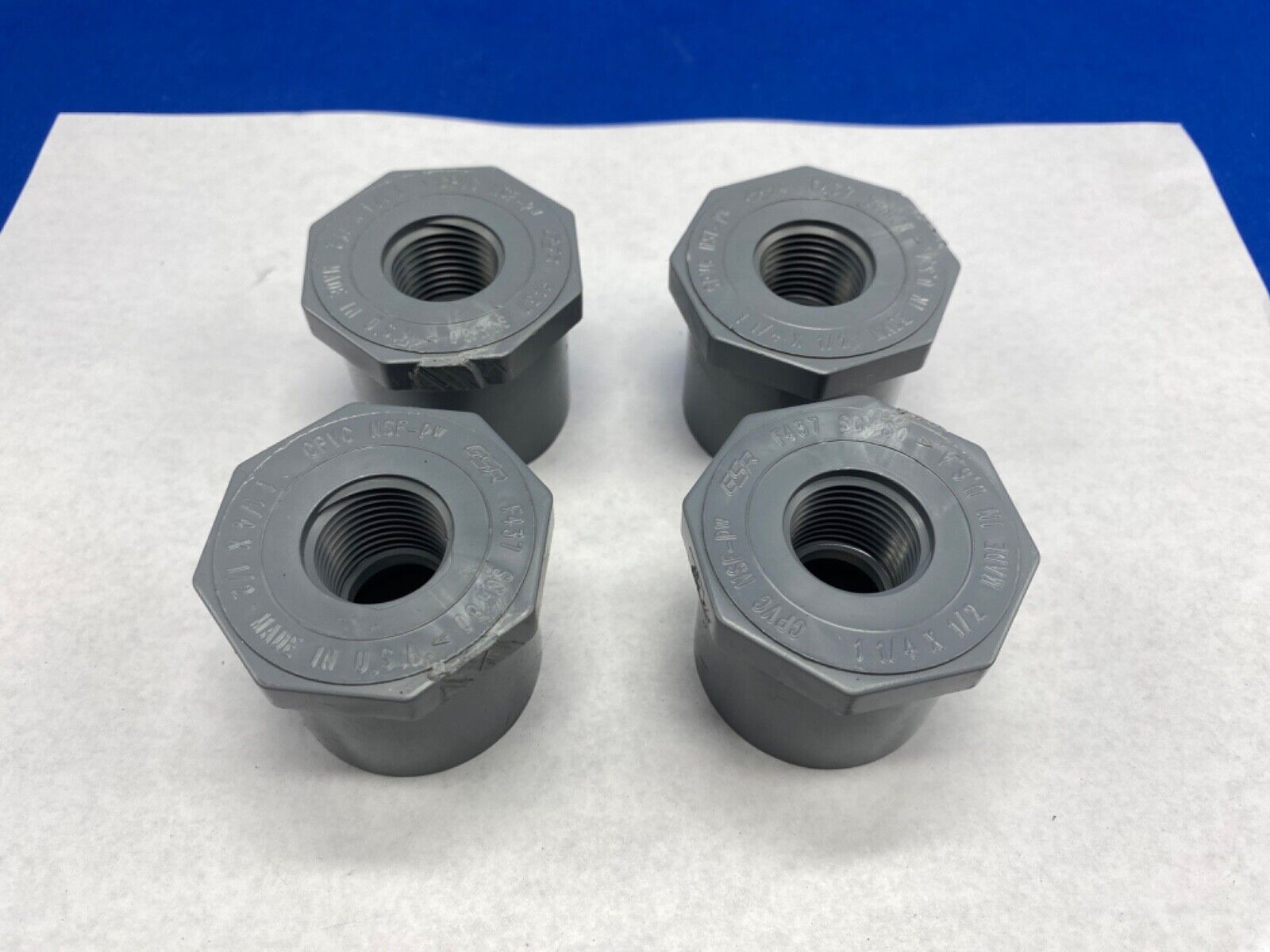 GSR qty 4 bulk lot, sch 80 CPVC bushing F437 slip glue 1-1/4” x 1/2” f npt