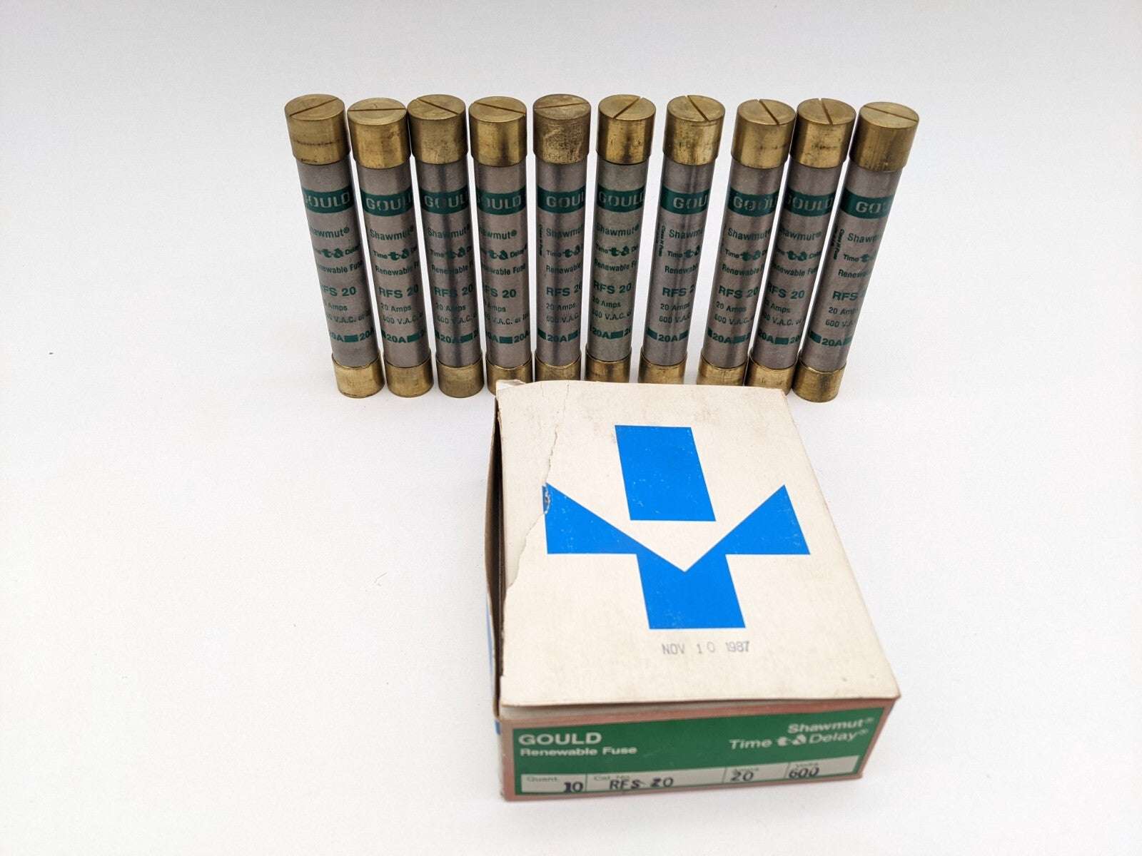 Gould Shawmut RFS 20 RFS20 Renewable Fuse 20A 600 VAC Class H 10kAIR Lot of 10