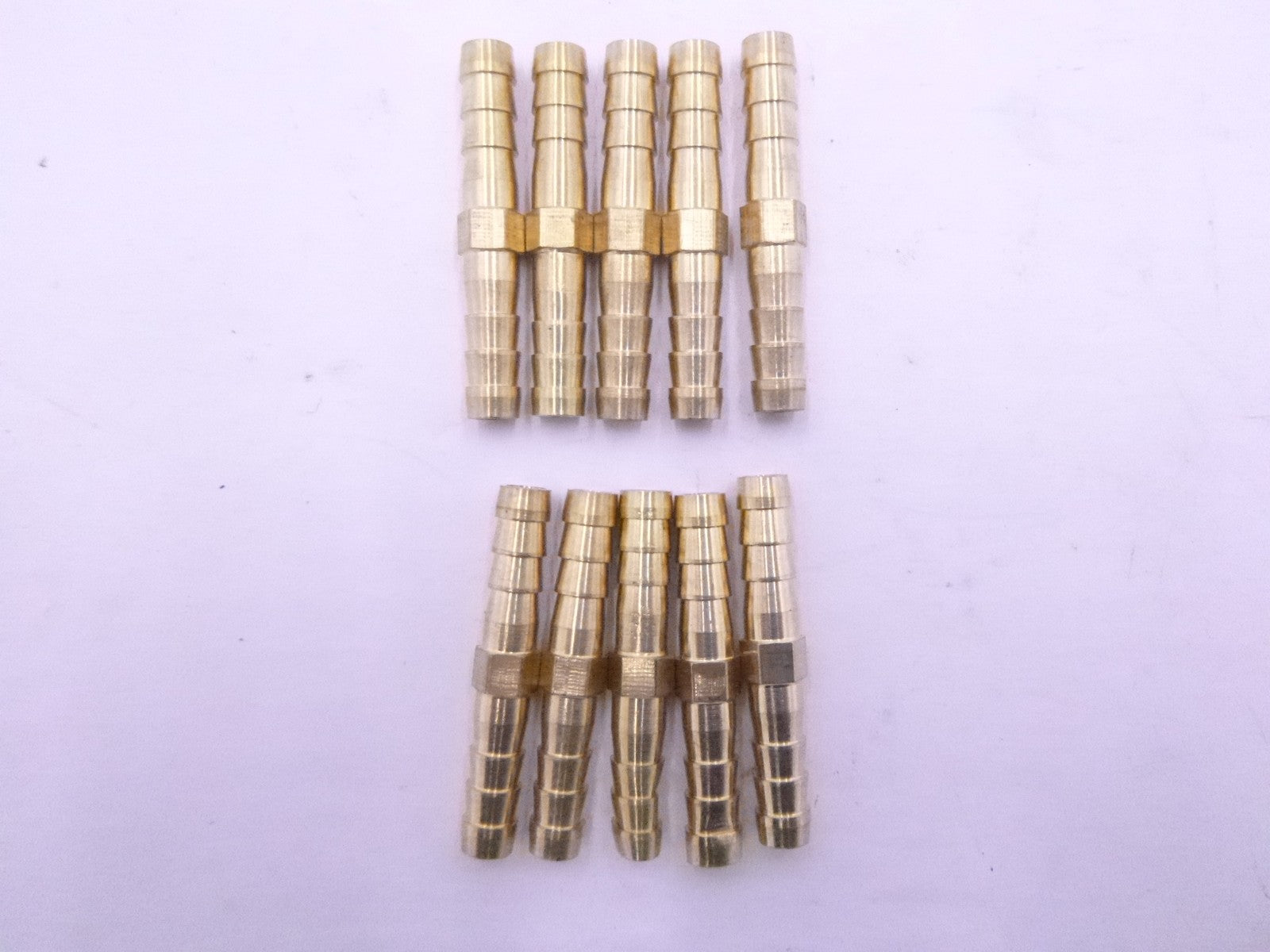 10 Pack 1/4" or 6mm Brass Hose Barb Union Splicer Fittings