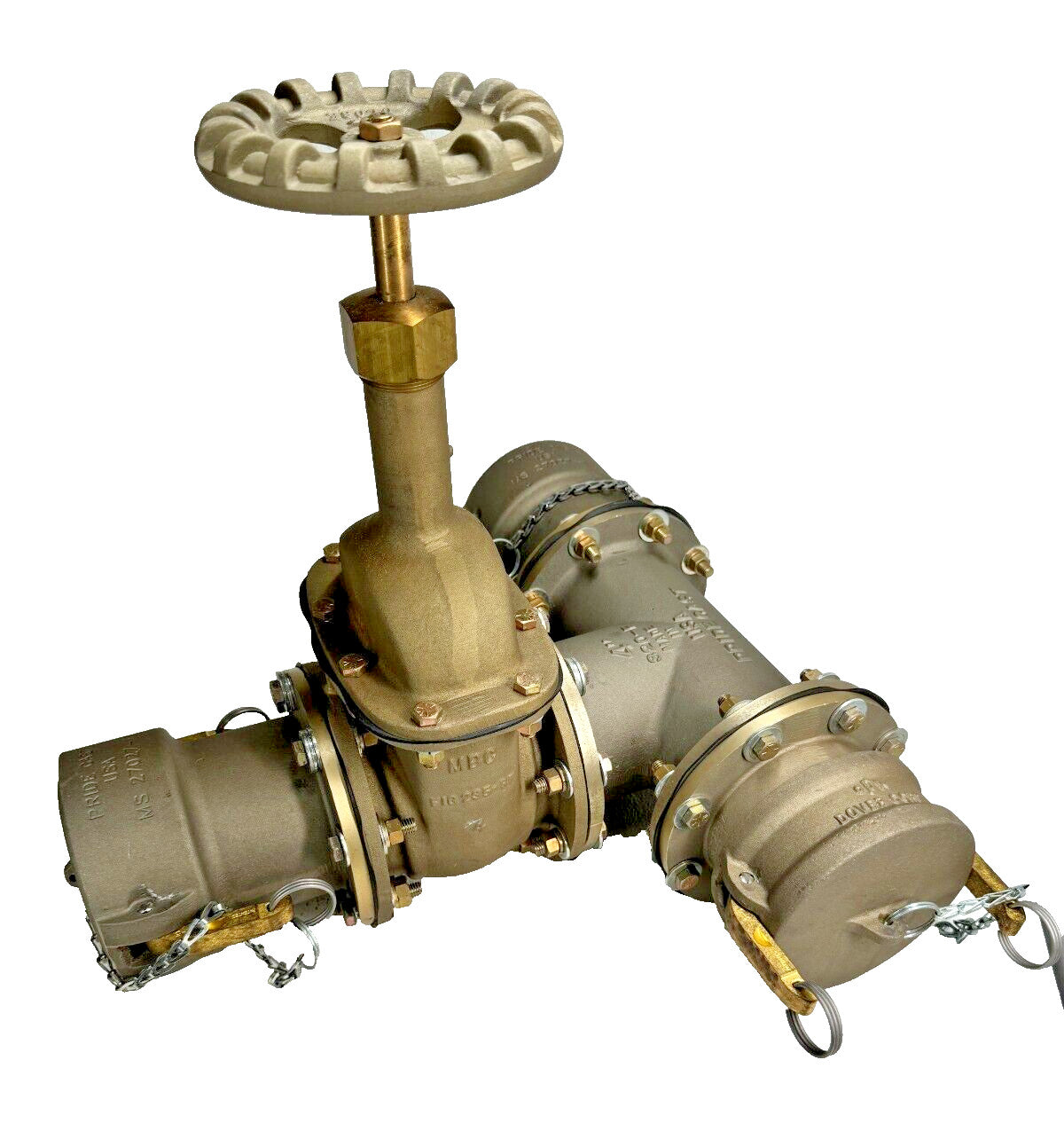 MBC 235-RF 4" Anodized Aluminum TTMA Flanged Tee Style Gate Valve, Camlock Ends