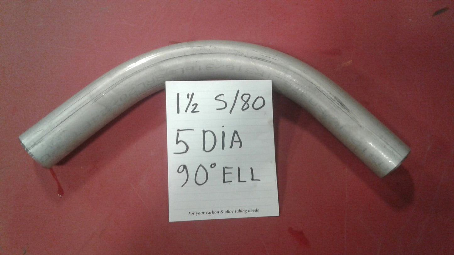 90 Degree 5R Elbow 1-1/2” (1.5”) 316 Stainless Steel Sch. 80