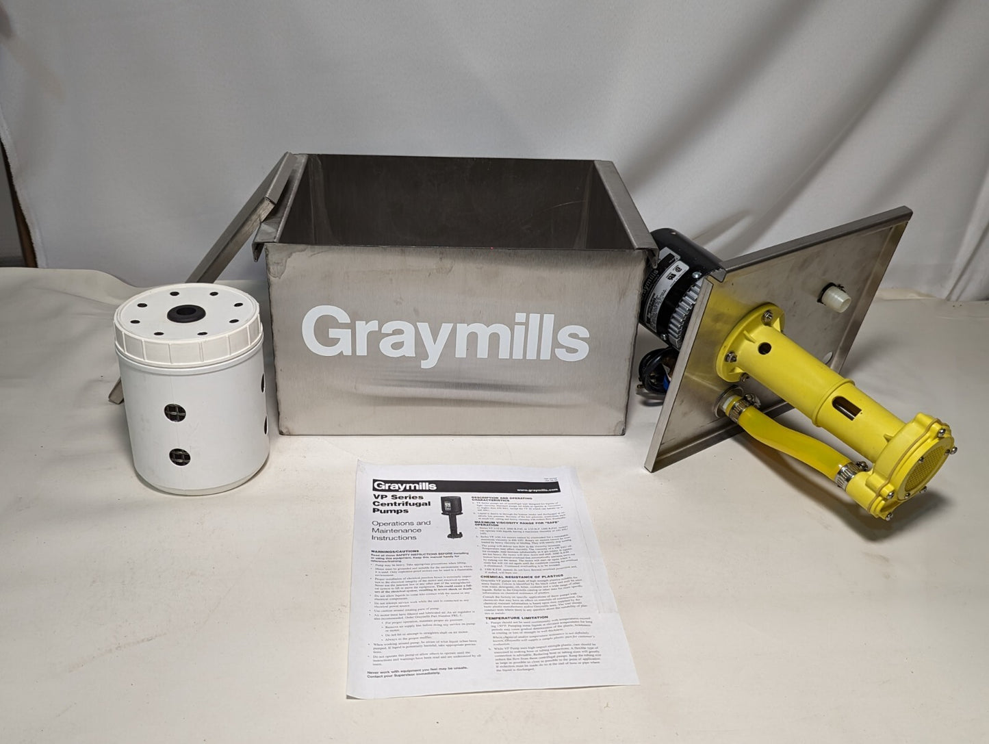 Graymills VP30 pump with stainless steel reservoir, instructions