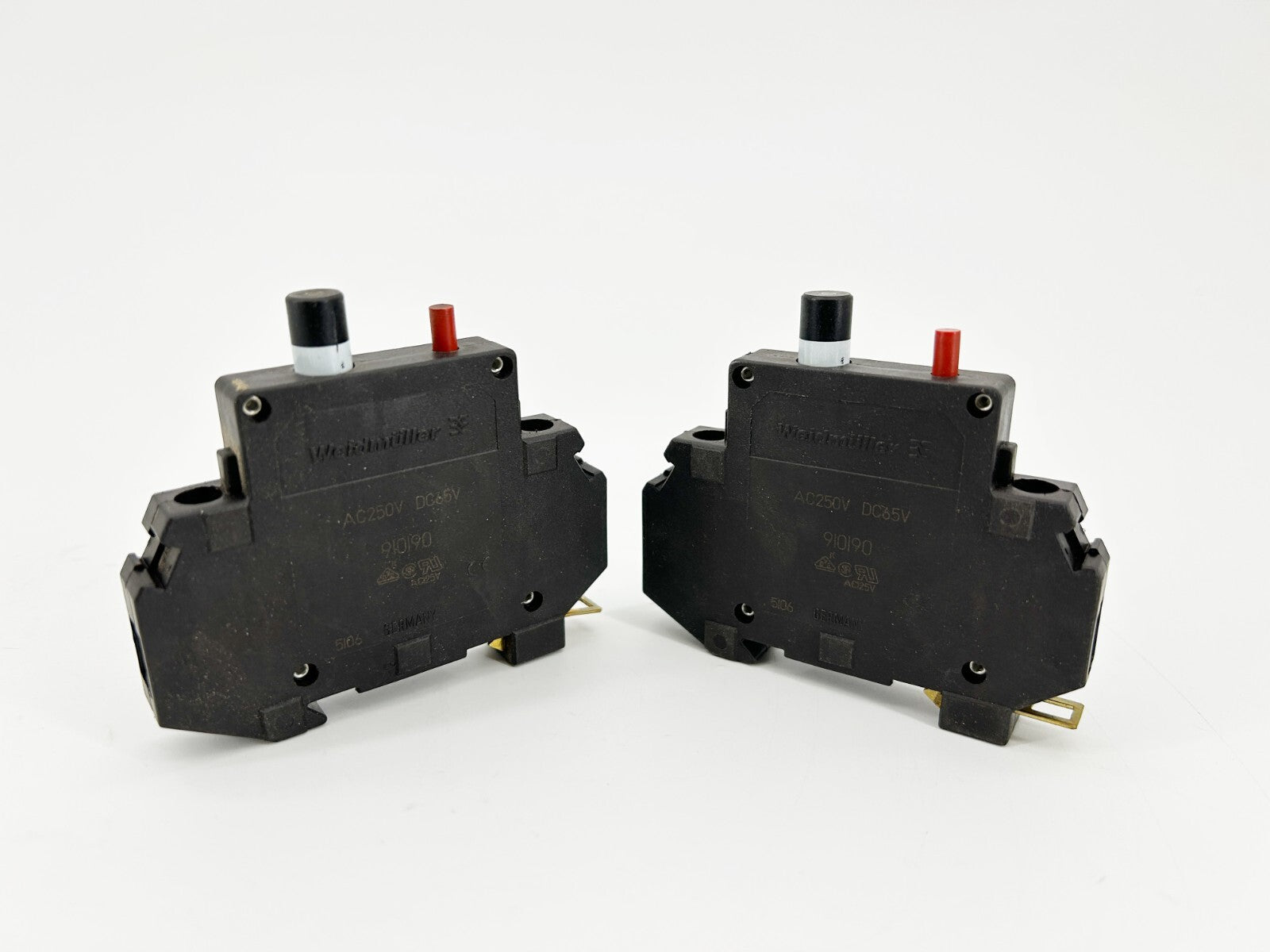 New Lot of 2 Weildmuller 910190 Circuit Breaker 10A 1 Pole 240V - No Box