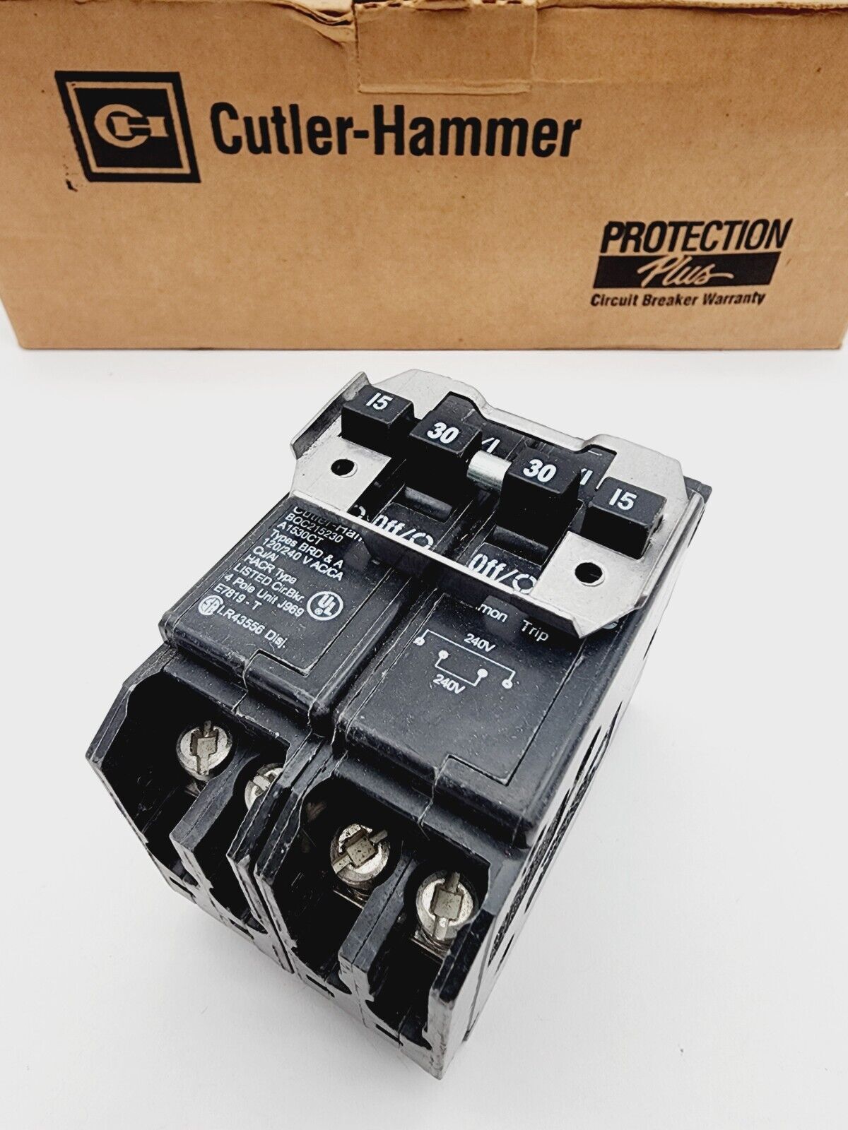 Cutler Hammer BQC215230 Plug-In Circuit Breaker 15/30A 2/4P 1PH 120/240VAC BQC