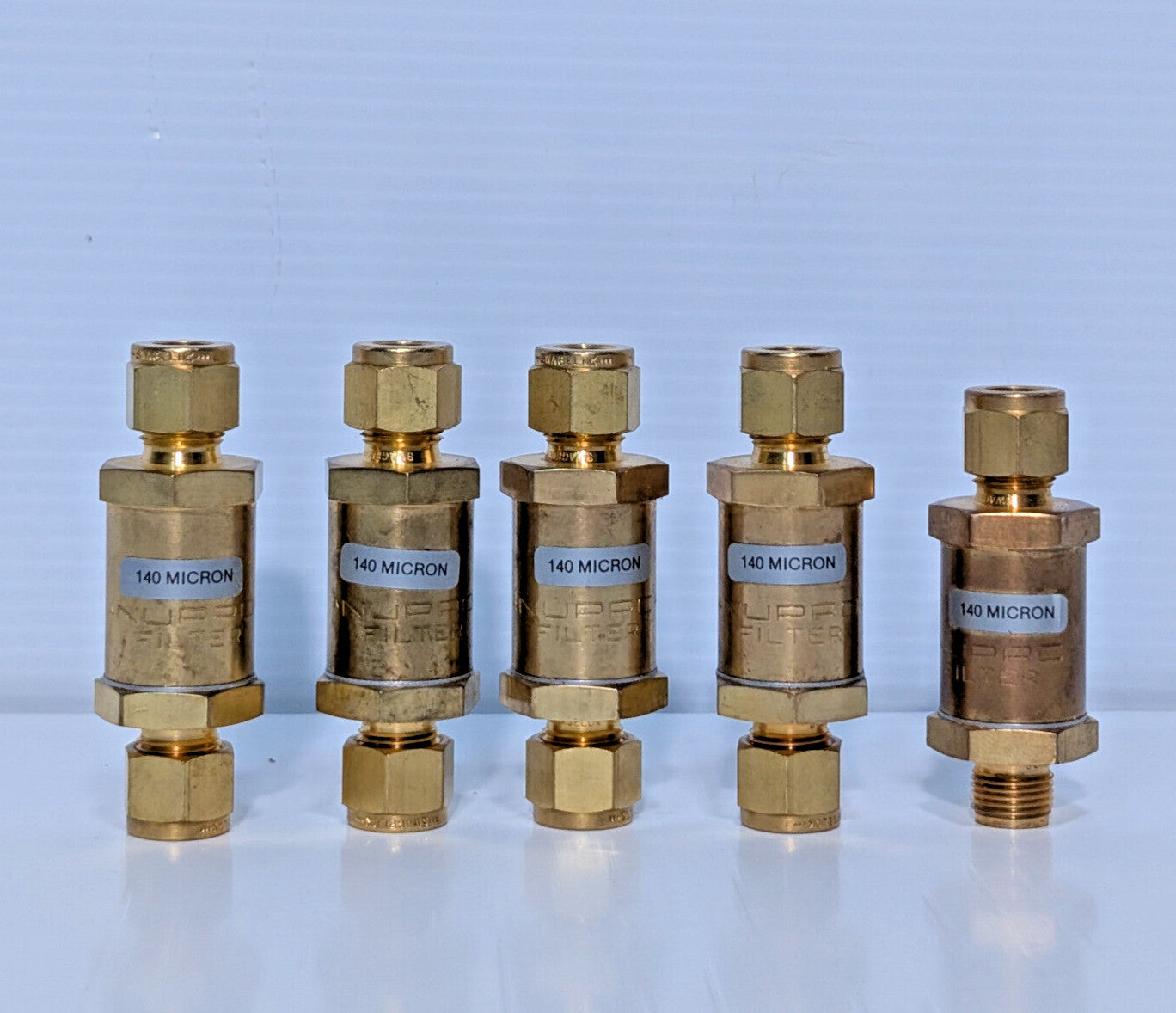 Lot of 5: Swagelok 140 Micron Brass Nupro Filters, Strainer Elements