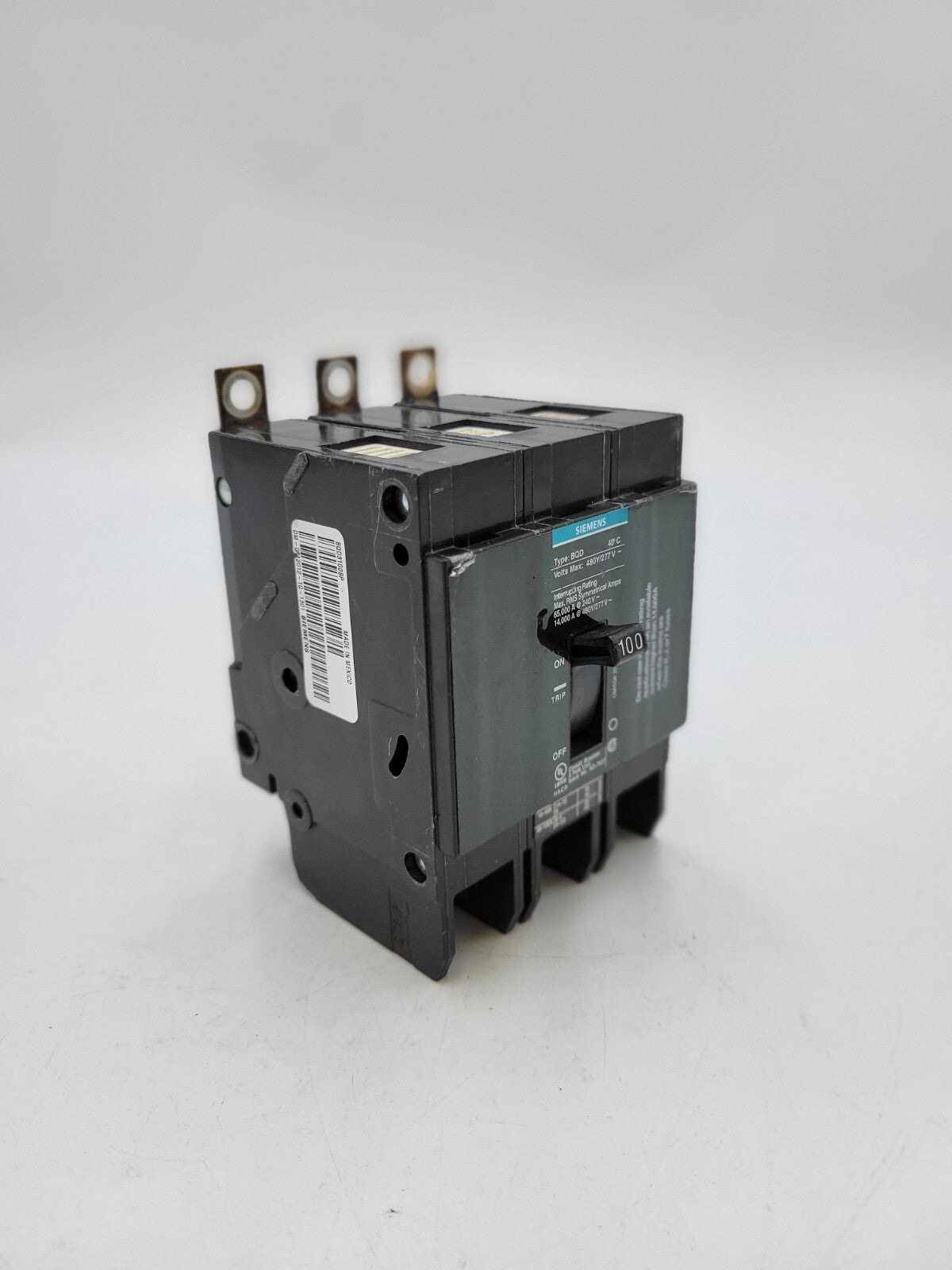 Siemens BQD3100BP Bolt-On Circuit Breaker 100A 480Y/277V 3P 3PH BQD 100 AMP NOS