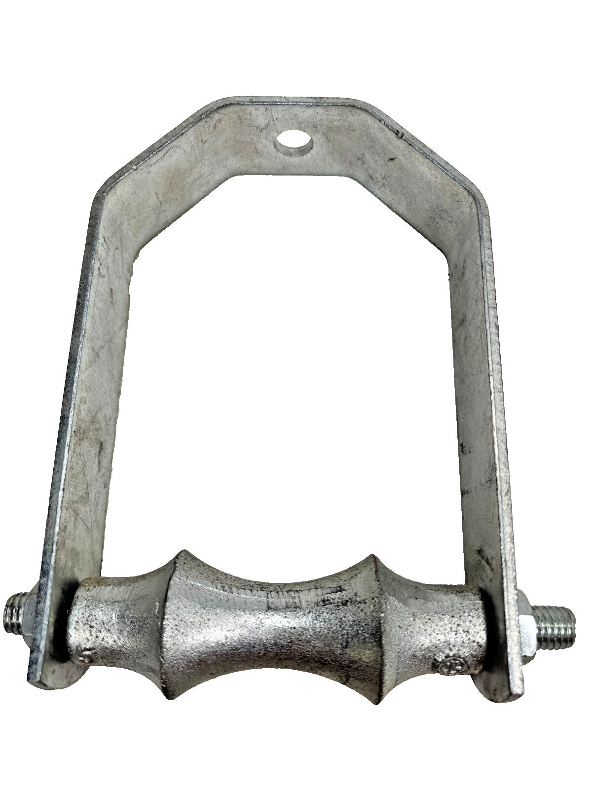 5" Pipe Roller Hanger, Galvanized, Adjustable Yoke, Fits 5/8" Rod (11/16" OD)