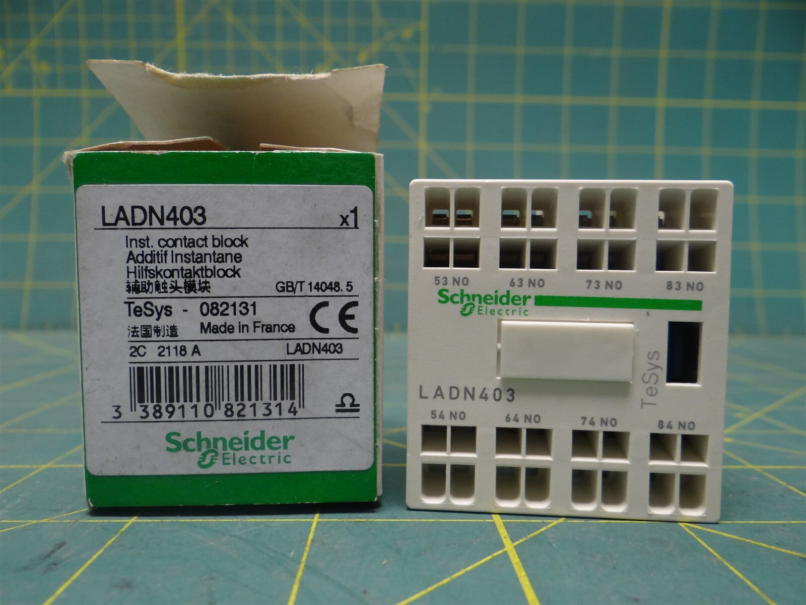 Schneider LADN403 Contact Block TeSys Deca, 4NO, Front Mount, Spring Terminals