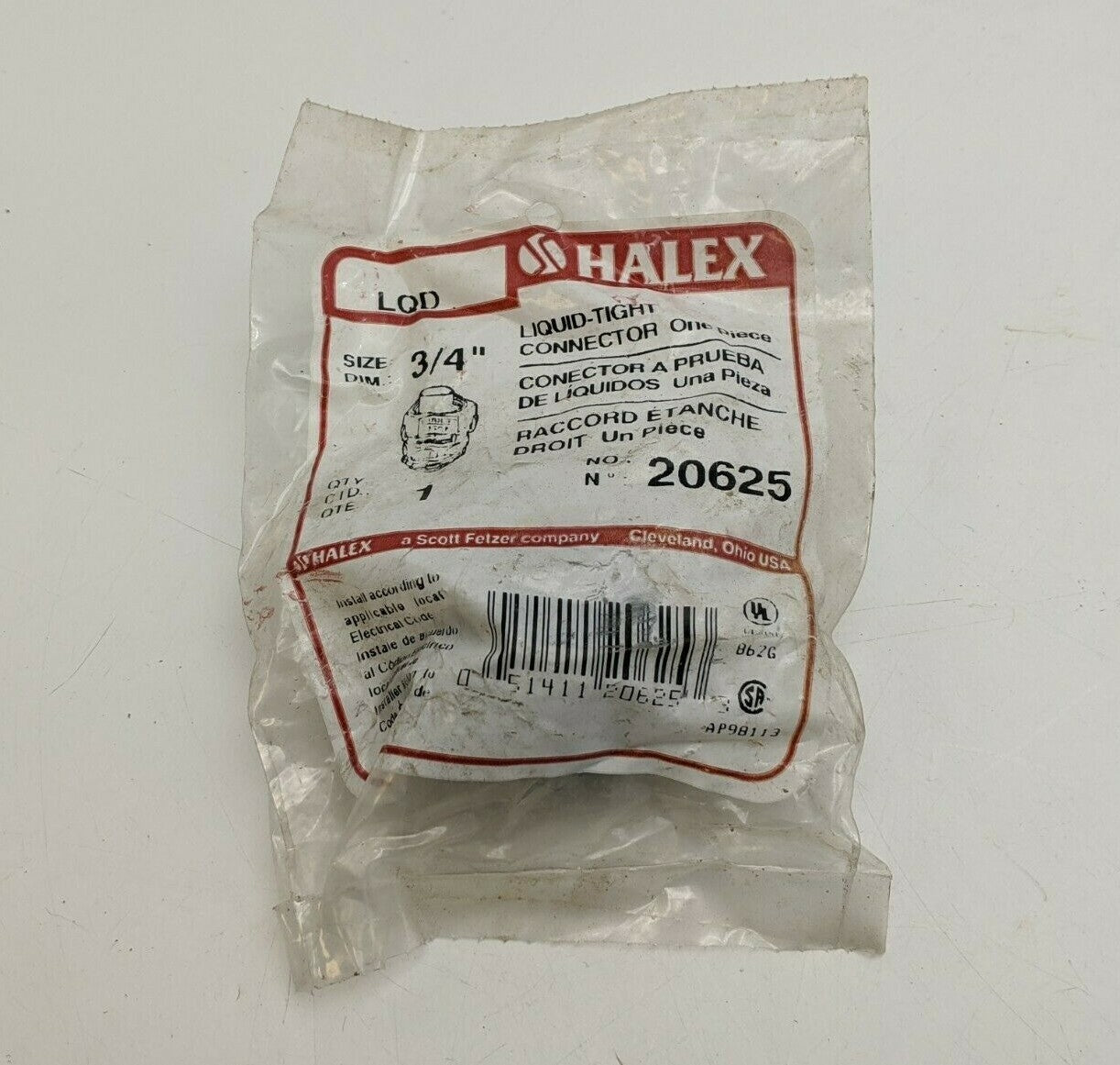 Halex 91627 3/4" Liquidtight Connector LQD Conduit Fitting Adapter Connector NOS