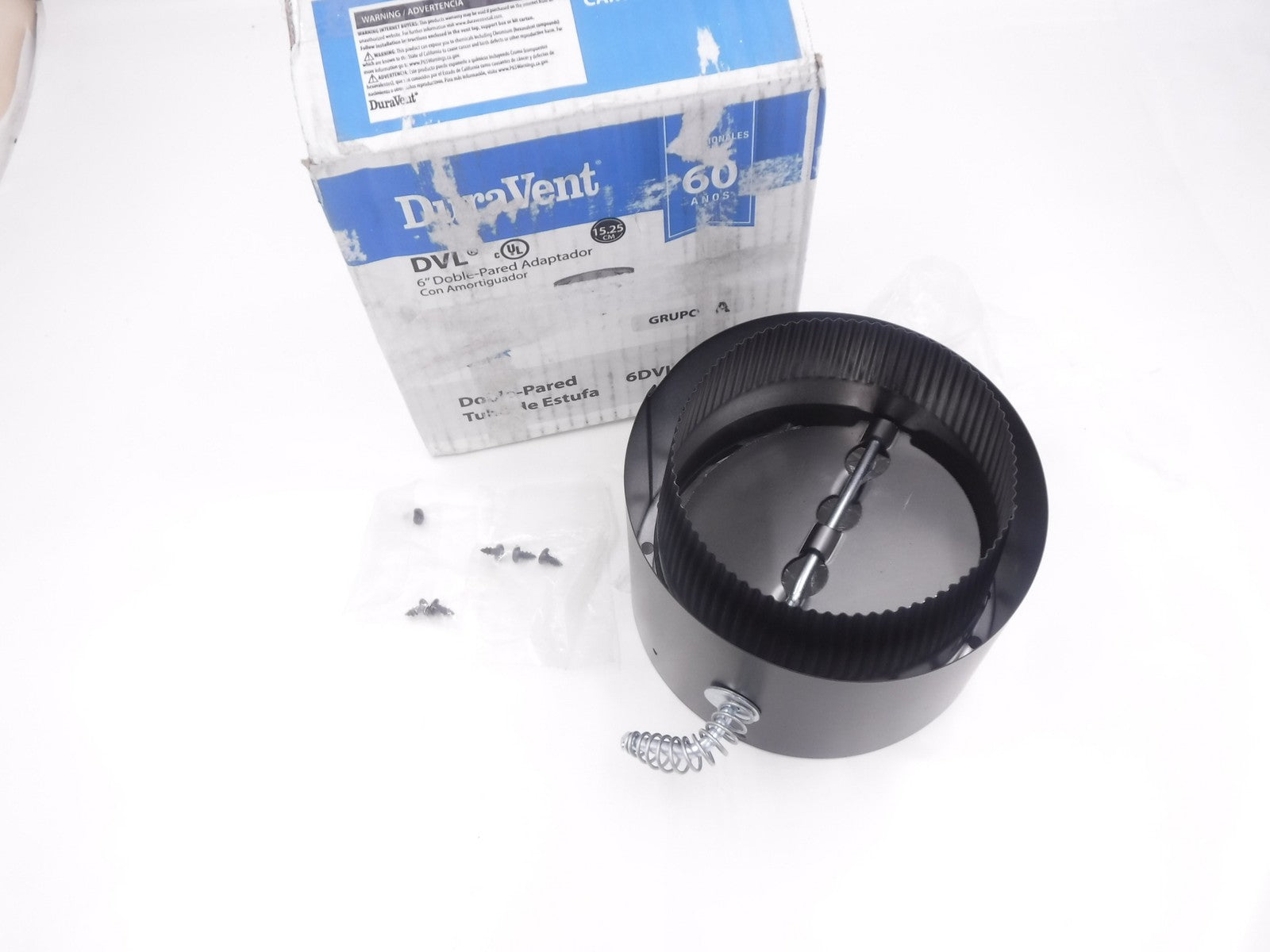 DuraVent 6" Double Wall Stove Pipe Stovetop Adapter W/ Damper Model DVL