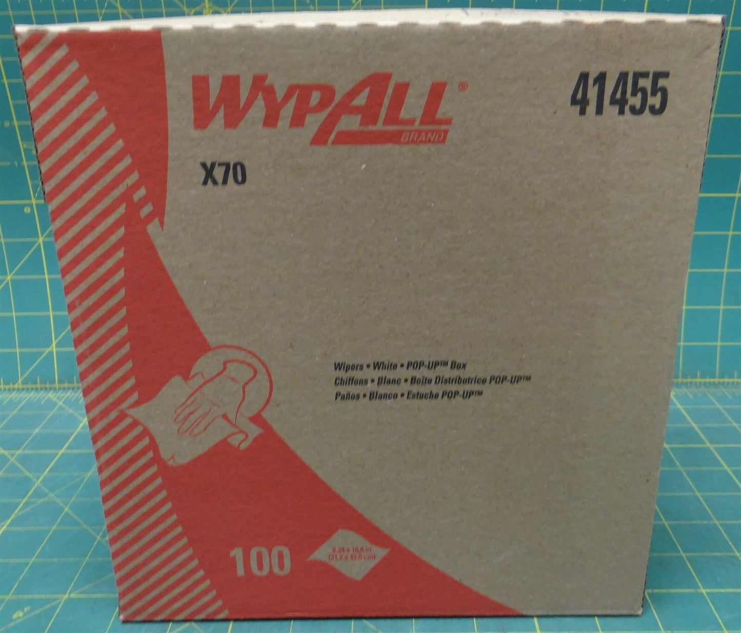 (Box of 100) Kimberly Clark WypAll Wipers X70 41455 Pop-Up Box 8.34in 16.6in W