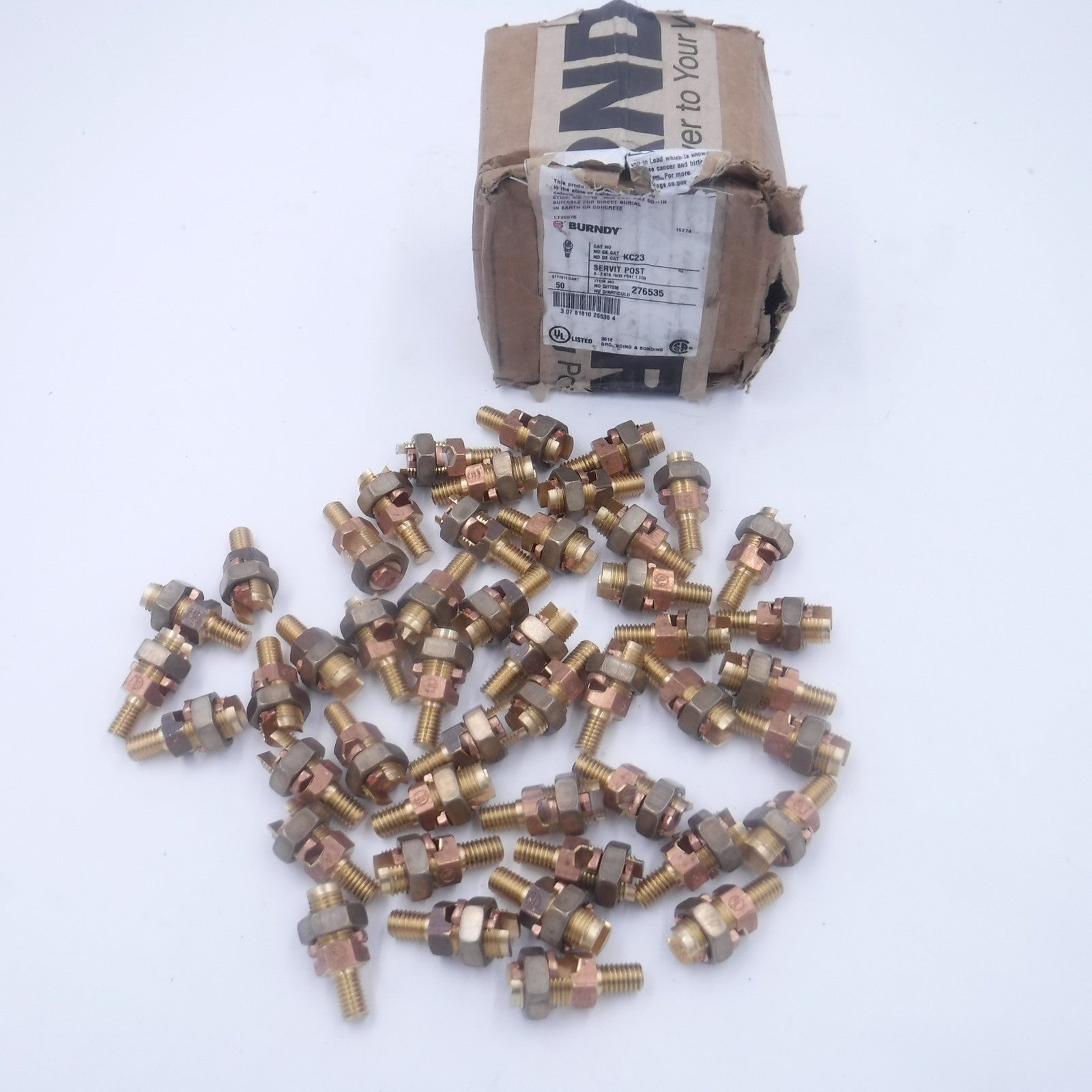 47 Pack Burndy KC23 SERVIT POST Grounding Connectors 3/8" 8-2AWG Str 10-1AWG Sol