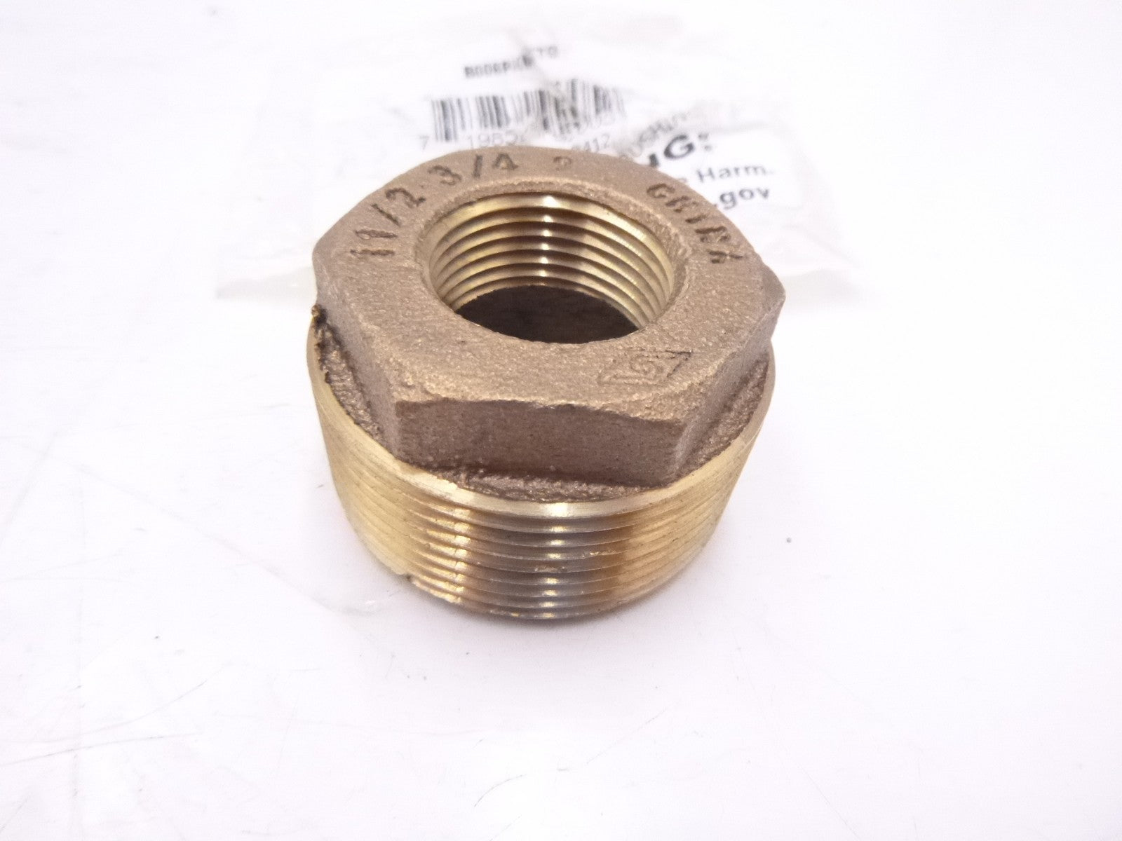 Anderson Metals Brass threaded Pipe Fitting Hex Bushing 1-1/2" Male x3/4" Female