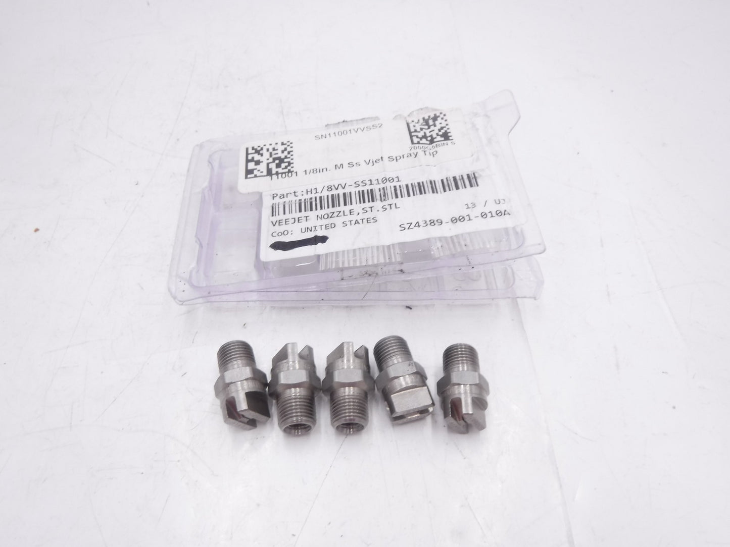 5 Pack VeeJet 1/8"MNPT 316 Stainless Steel Nozzles H1/8VV-SS11001