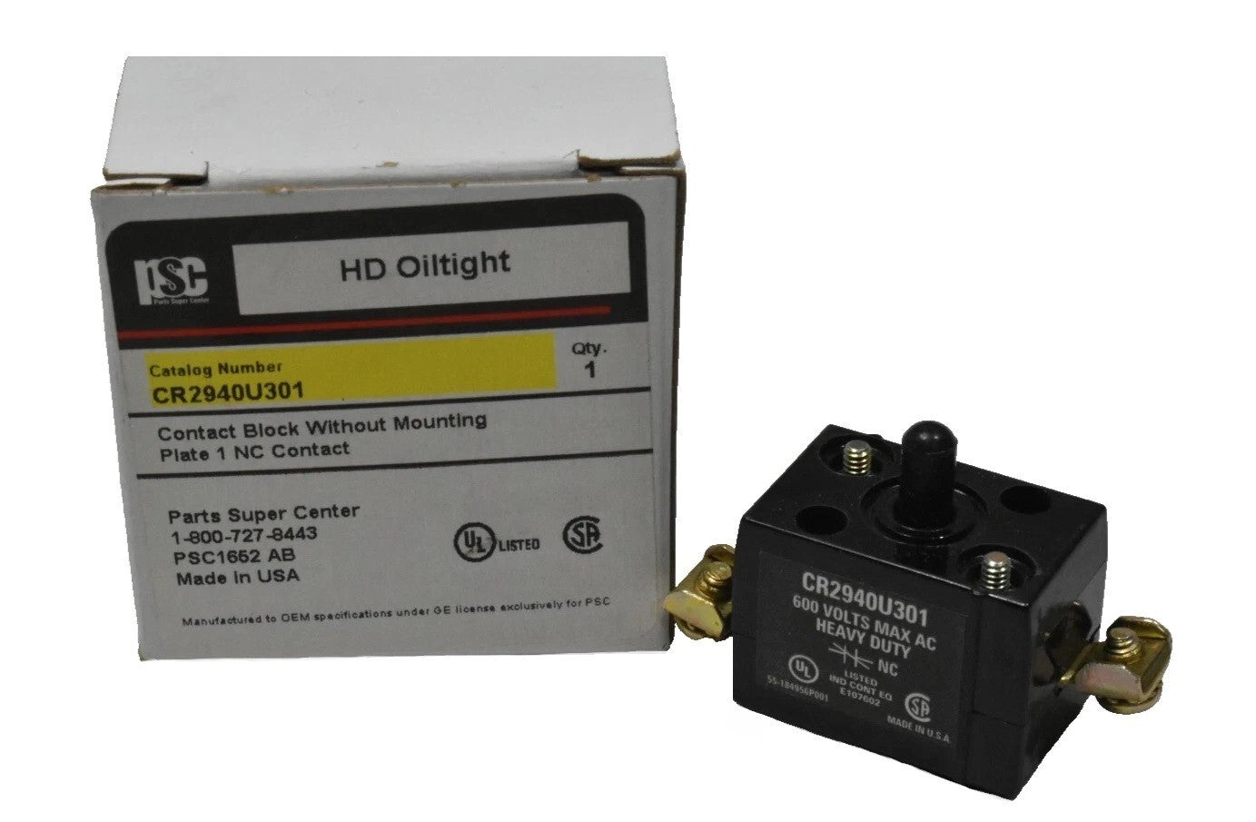 Parts Super Center CR2940U301 Contact Block 600VAC, 1 NC New