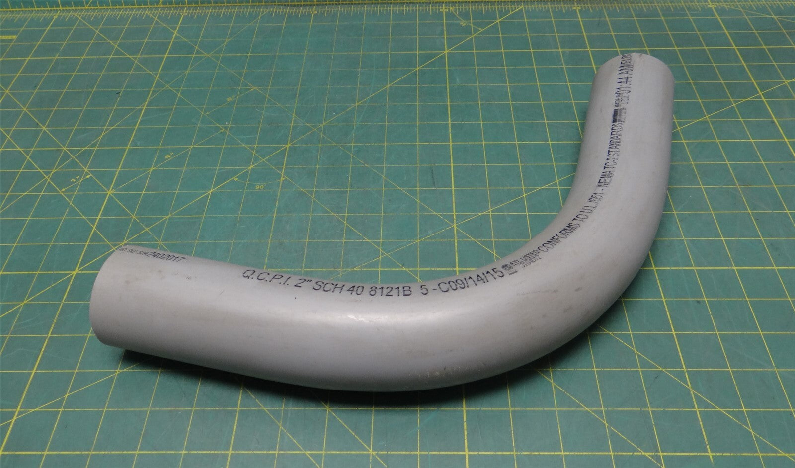 QCPI 8121B 2" 90 Degree SCH 40 Rigid Nonmetallic PVC Elbow 12" Length 12" Width