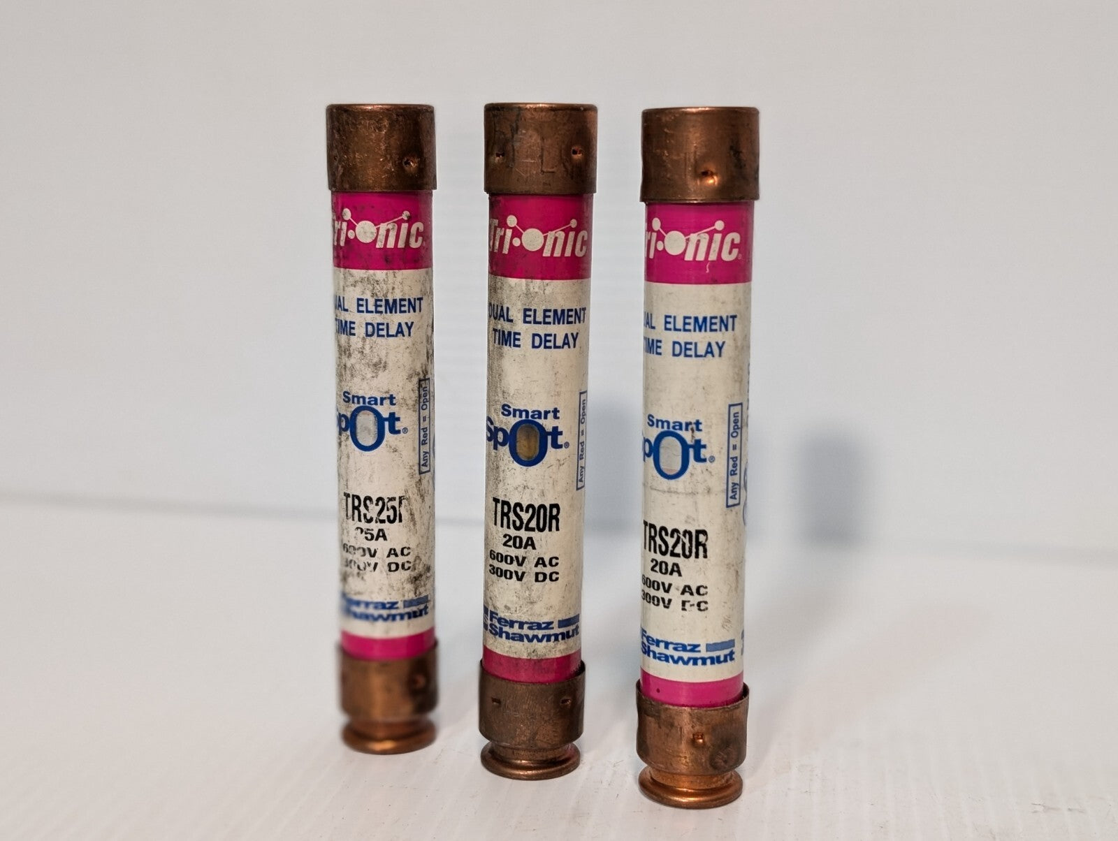 Lot of 3 Ferraz Shawmut TRS20R Fuses, 20A, 600VAC - Free Returns
