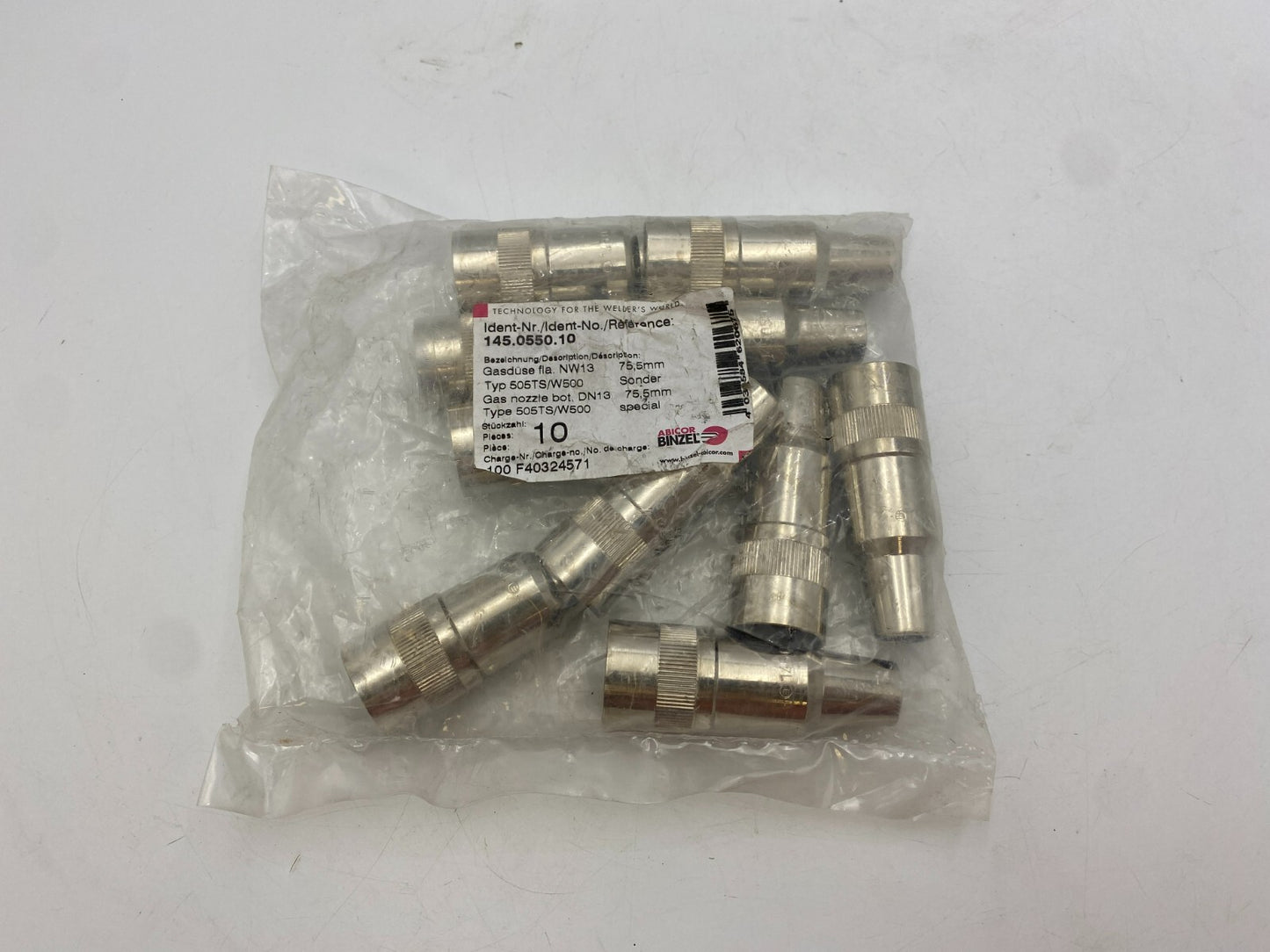 10PC Set Abicor Binzel	145.0550.10	Robotic Nozzle	75,5mm NOS 10 Piece Set