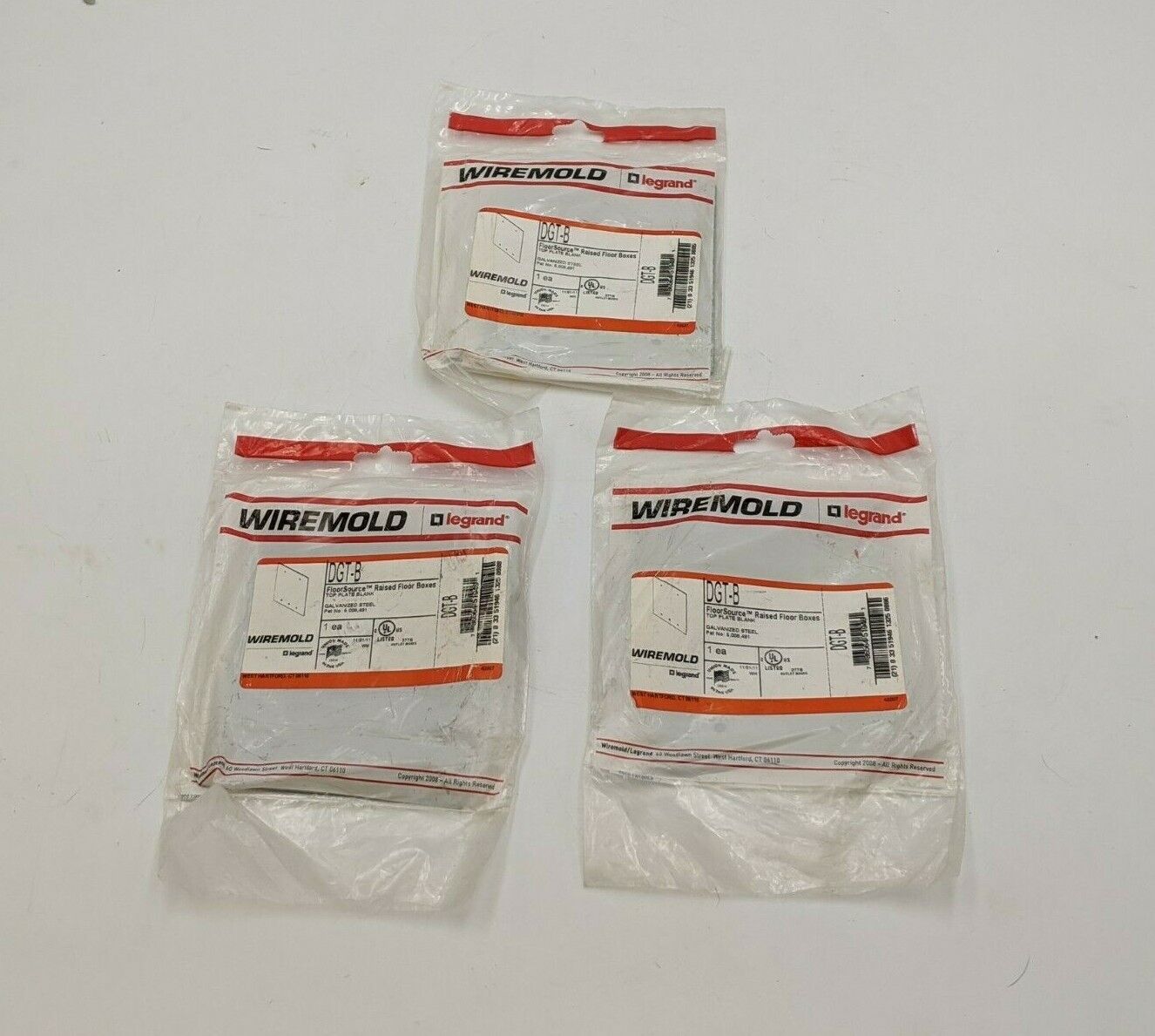 3PC Wiremold DGT-B Blank Top Plate Cover FloorSource 2 Gang Upper Panel Device