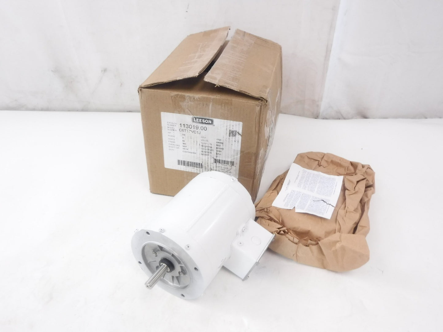 Leeson 3/4HP 1725RPM 56C 3PH Epoxy Washdown A/C Motor 113019.00 C6T17VC1J