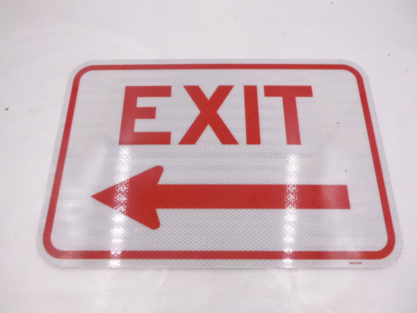 12" x 18" Signmission Exit w/ Left Arrow Sign White/Red