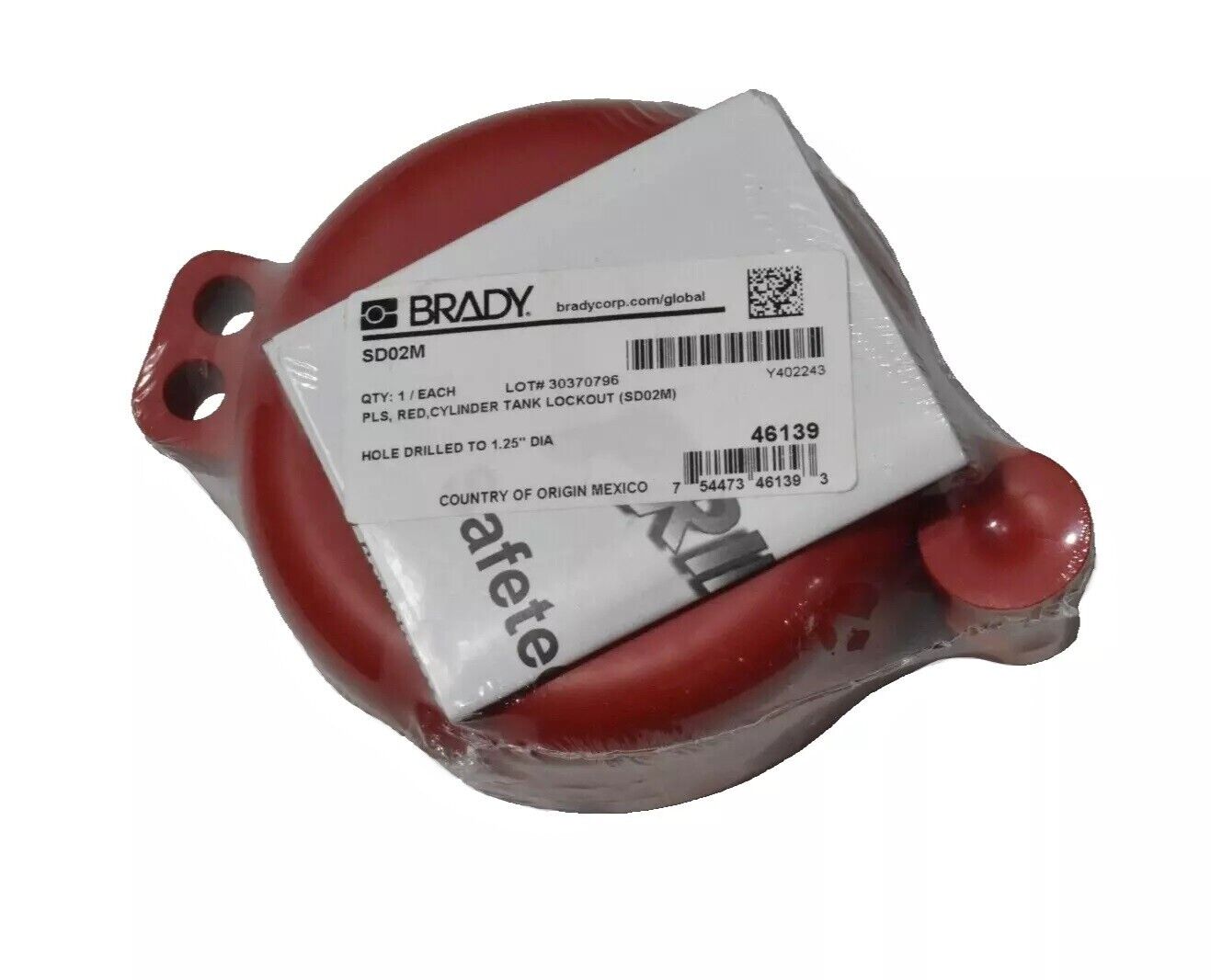 Brady 46139 Red Cylinder Tank Lockout SD02M New