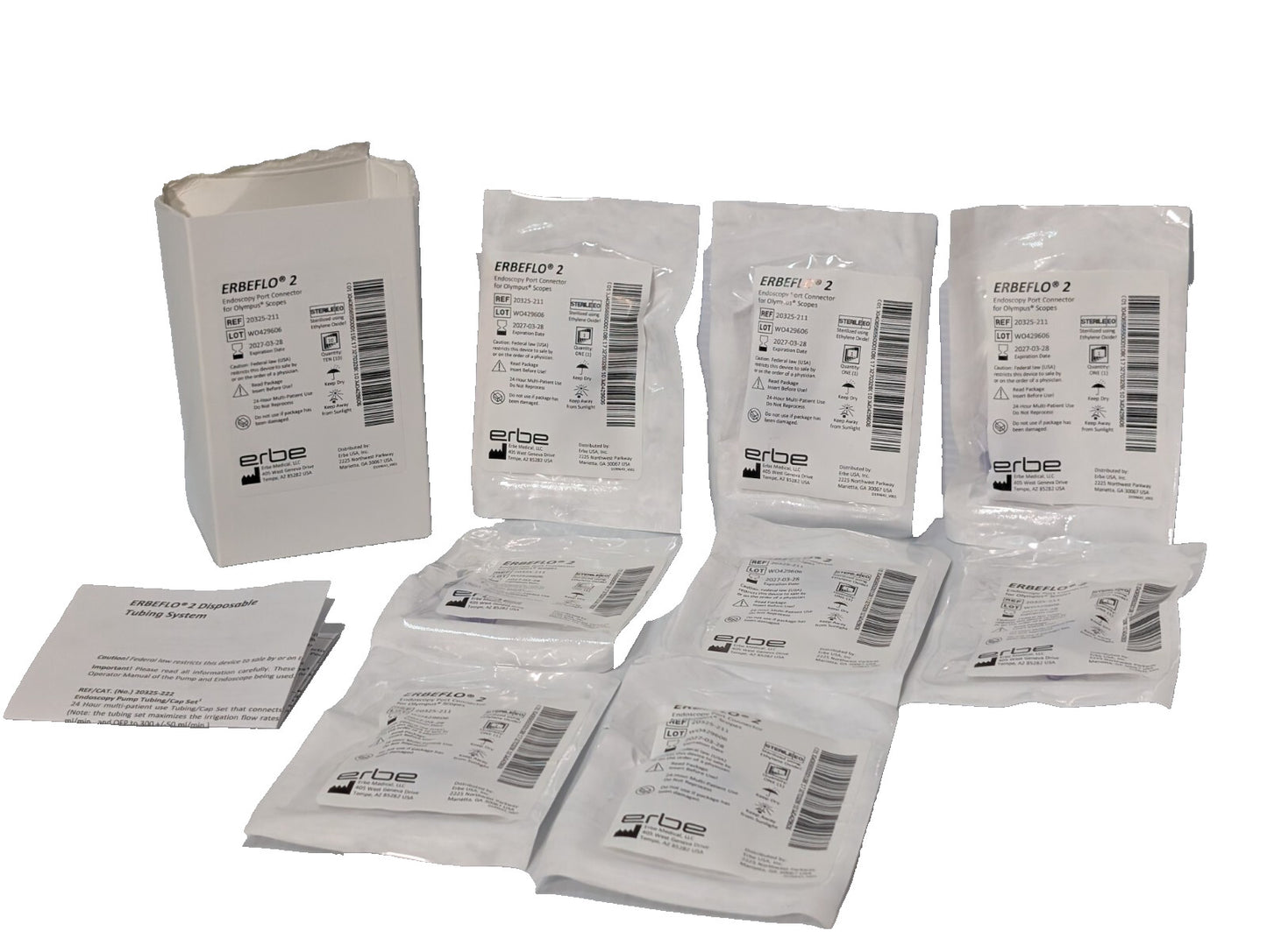 Lot of 8: Erbeflo 2 Model 20325-211 Endoscopy Port Connectors for Olympus Scopes