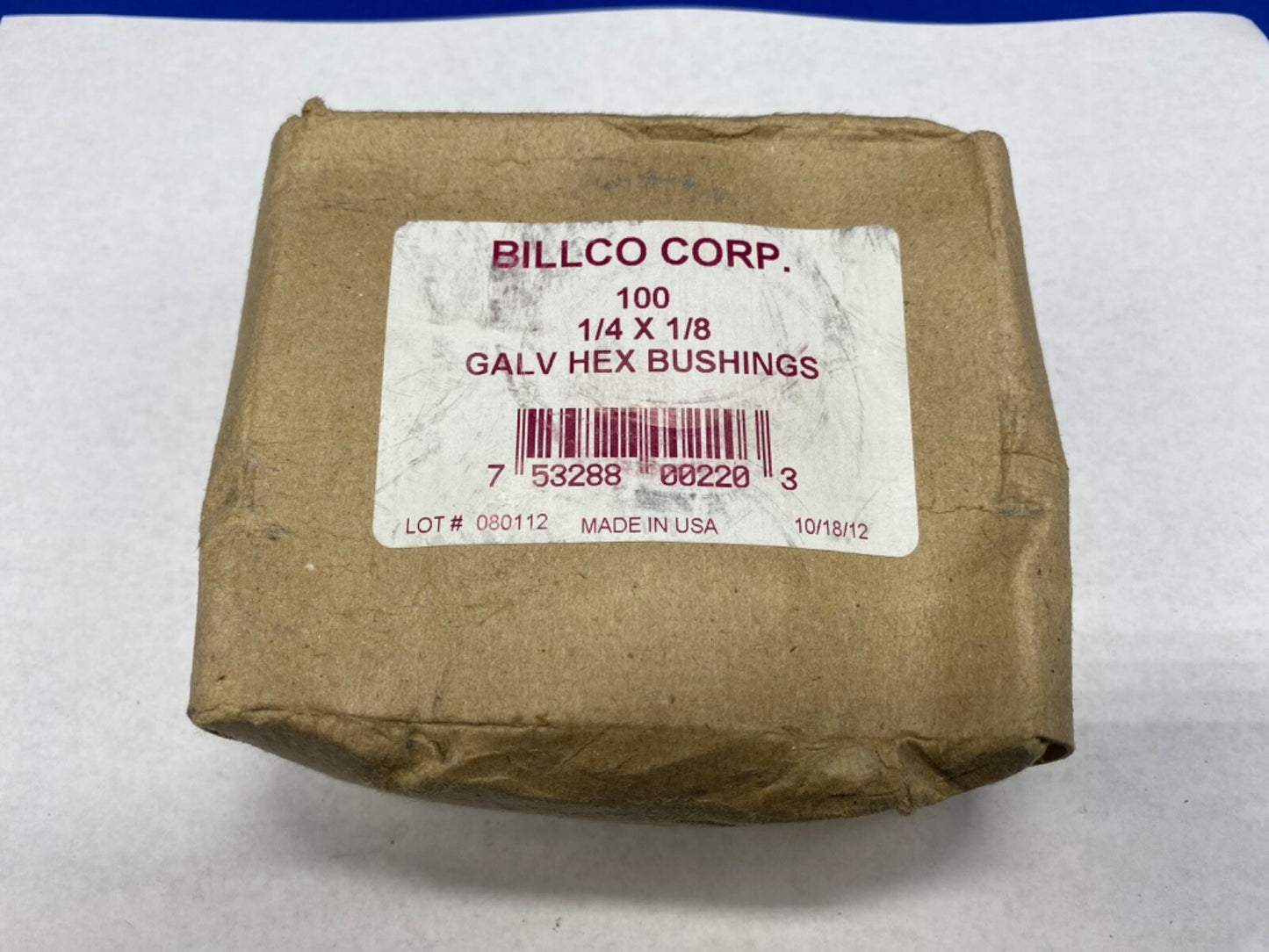 Billco bulk qty 100, 1/4” x 1/8” Gal Hex Bushing, GHB1418, #2787