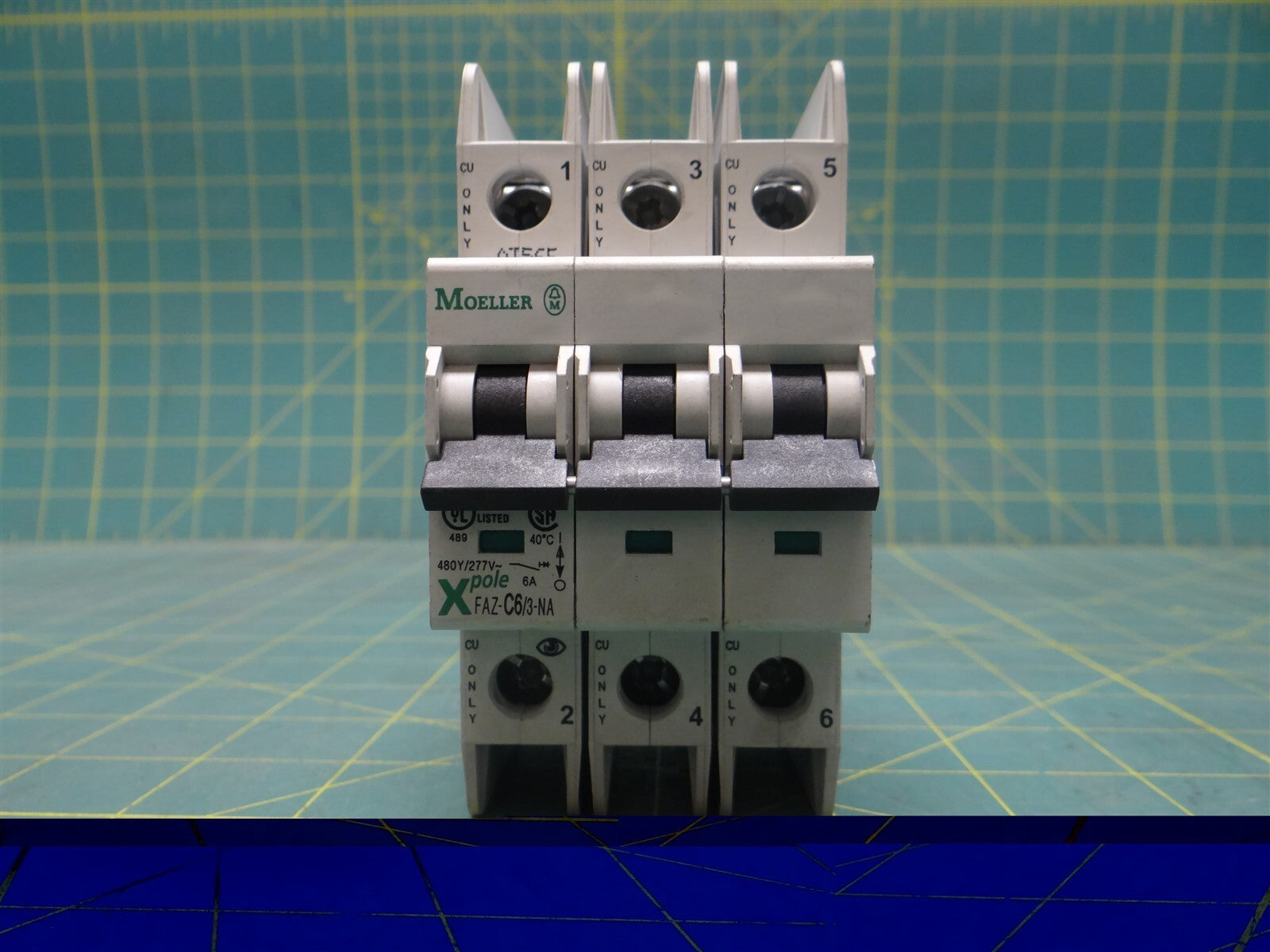 Moeller FAZ-C6/3-NA T/M, C-Curve, 6 Amp, 3-Pole, DIN Miniature Circuit Breaker