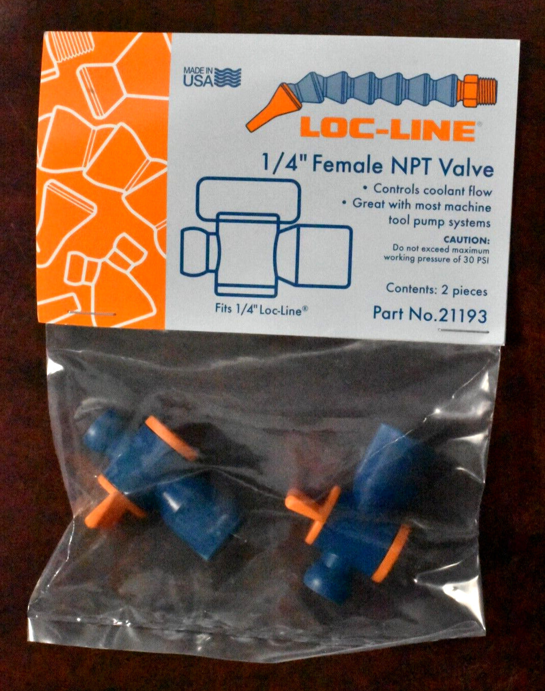 Loc-Line 1/4" Female NPT Valve (Fits 1/4" Loc-Line) Part No. 21193 (2 Pieces)