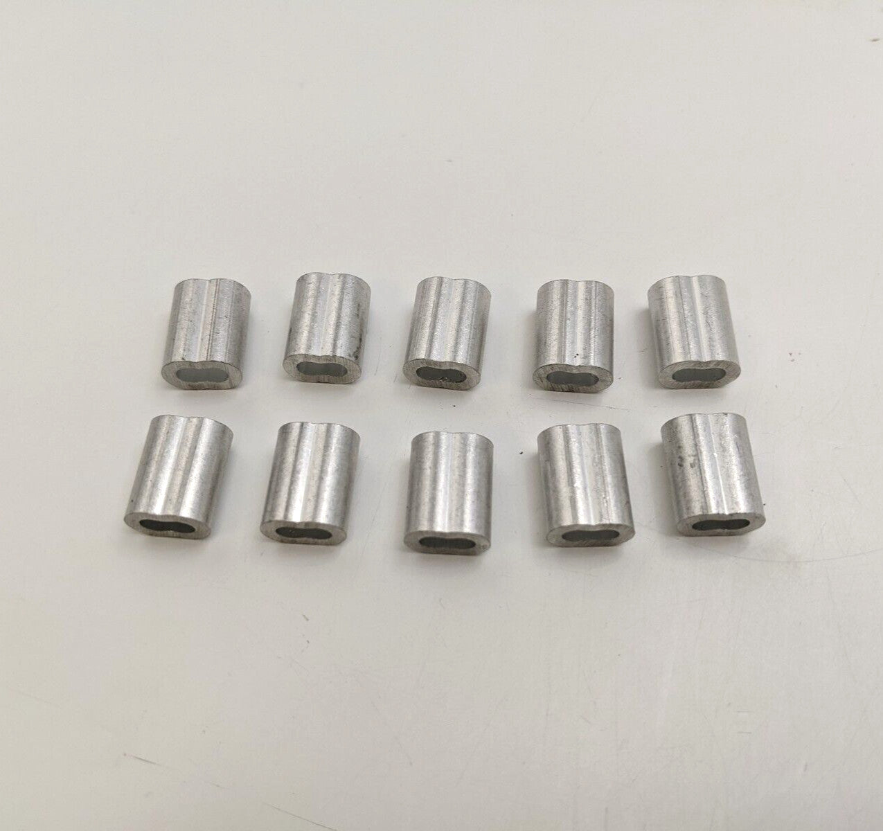 10PC 1/8" Aluminum Sleeves Crimp Fitting Wire Rope Cable Clip Loop ALU 1/8 in