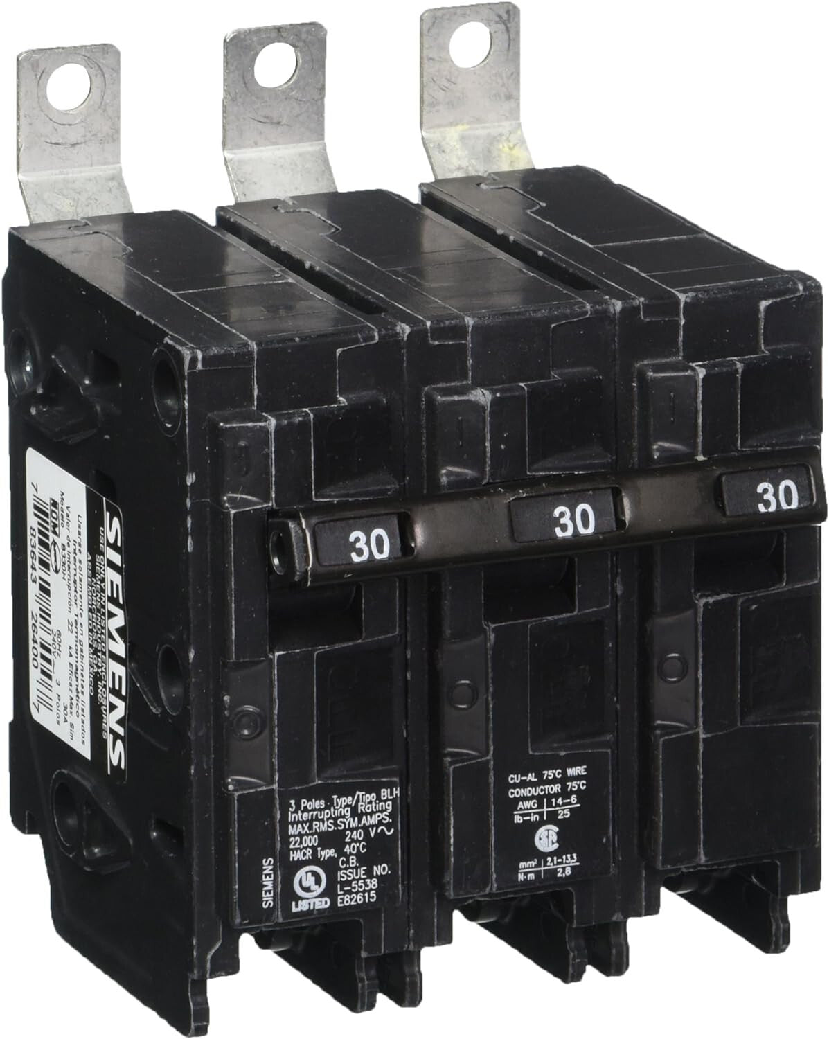 SIEMENS B330 THREE POLE 240 VOLT 30 AMP BOLT IN NEW STYLE BOLT IN BREAKER