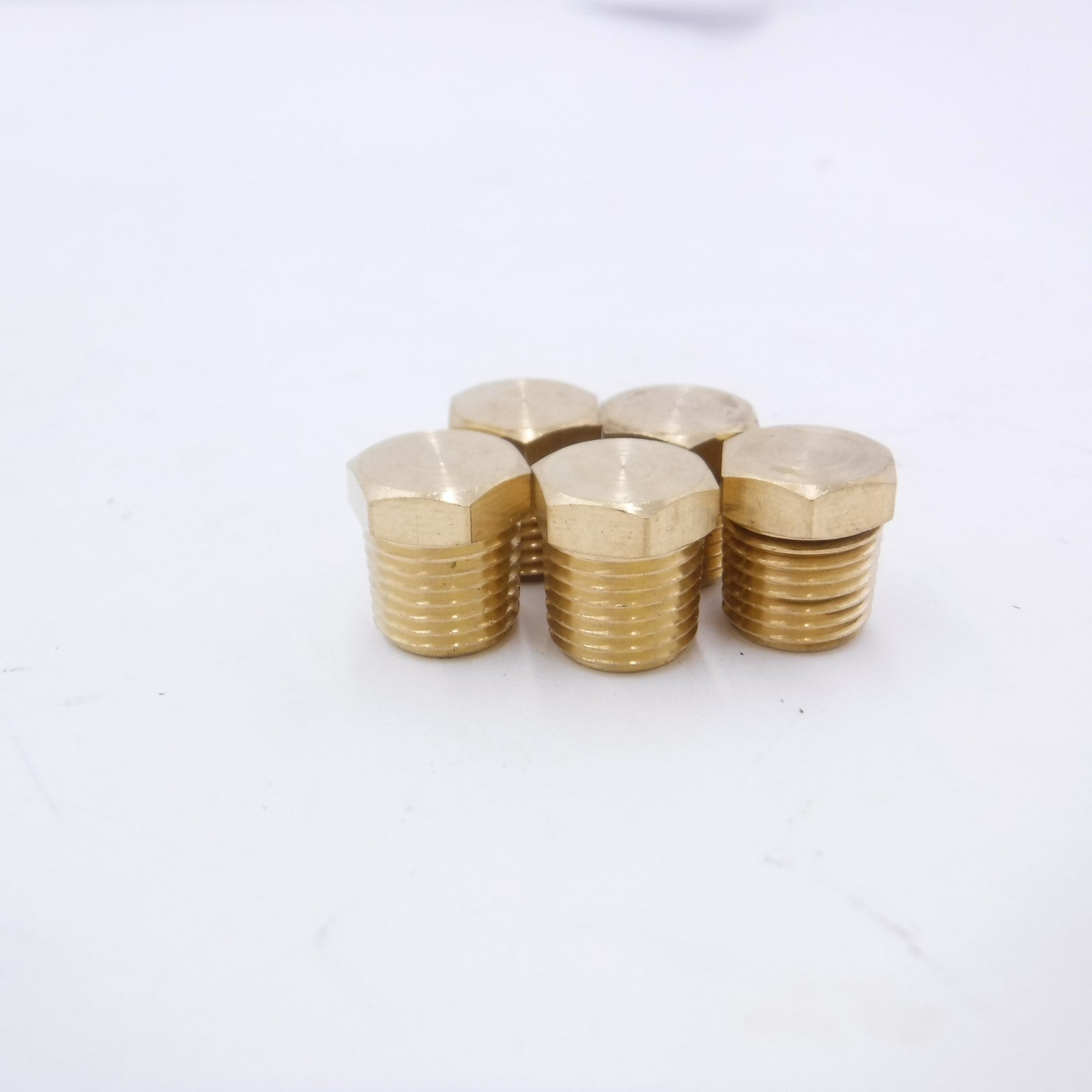 5 Pack 1/2" Male NPT Brass Hex Head Plug Hollow Body