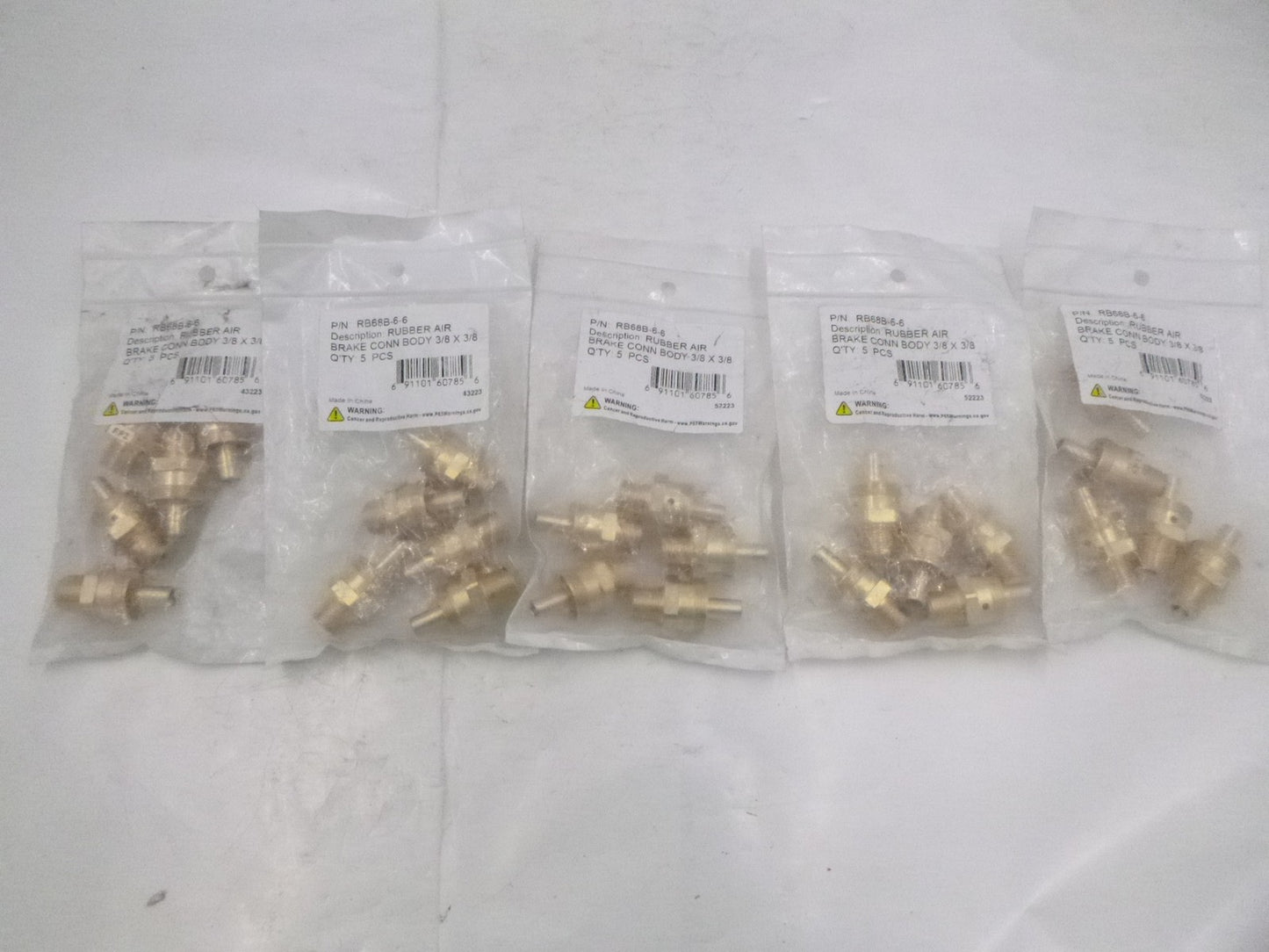 25 Pack Rubber Air Brake Connector Bodies RB68B-6-6 3/8" x 3/8"