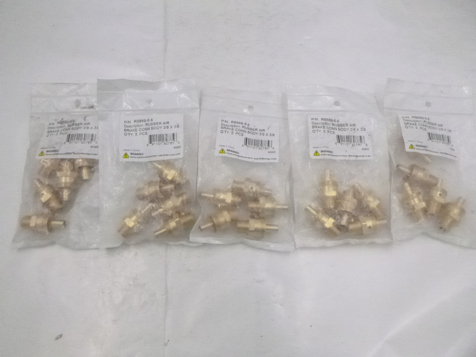 25 Pack Rubber Air Brake Connector Bodies RB68B-6-6 3/8" x 3/8"