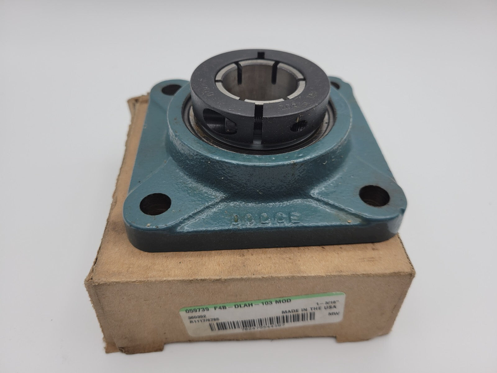 Dodge F4B-DLAH-103 Flange Mount Ball Bearing 360392 1-3/16" Bore Cast Iron Blue