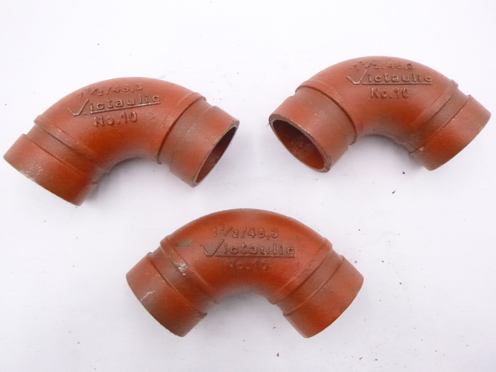 3 Pack Victaulic No. 10 1-1/2" 90° Grooved Coupling Elbows